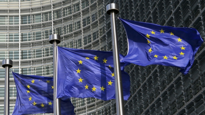 EU flags outside European Commission building