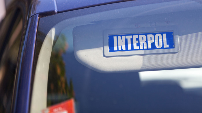 Car with INTERPOL written