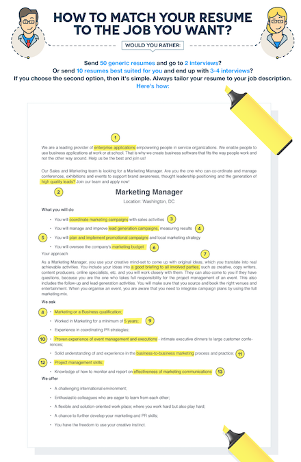 how to write resume to match job description