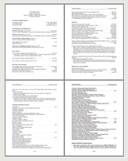 academic cv templates