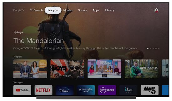 Google TV For You section