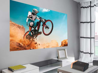 Portable 3LCD Epson EF-100 Smart Streaming Laser Projector with Android TV at CES 2020 Review