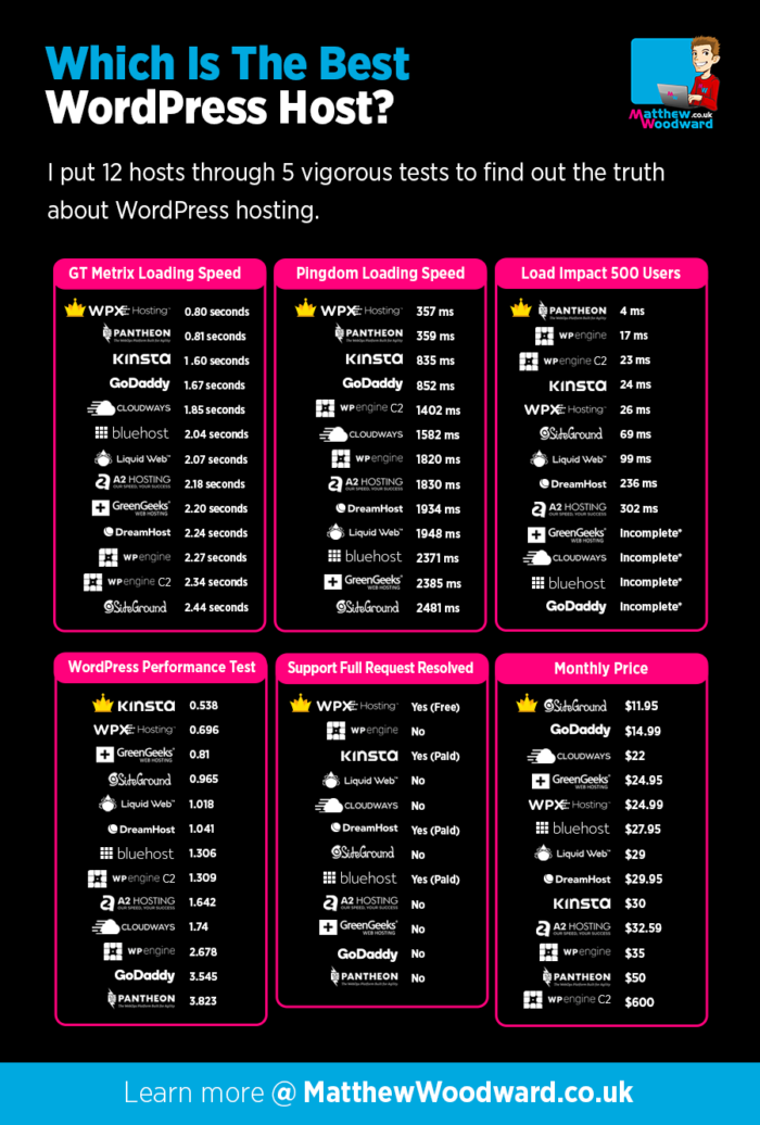 The Best WordPress Hosts in 2024 Performance Comparison