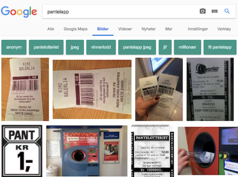 Bildene av pantelappen dukker opp hvis du gjør et bildesøk i Google.