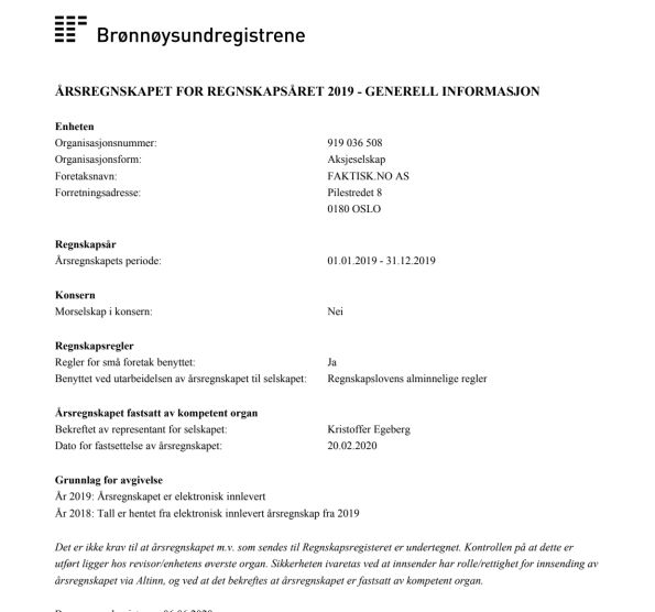Årsregnskap 2019