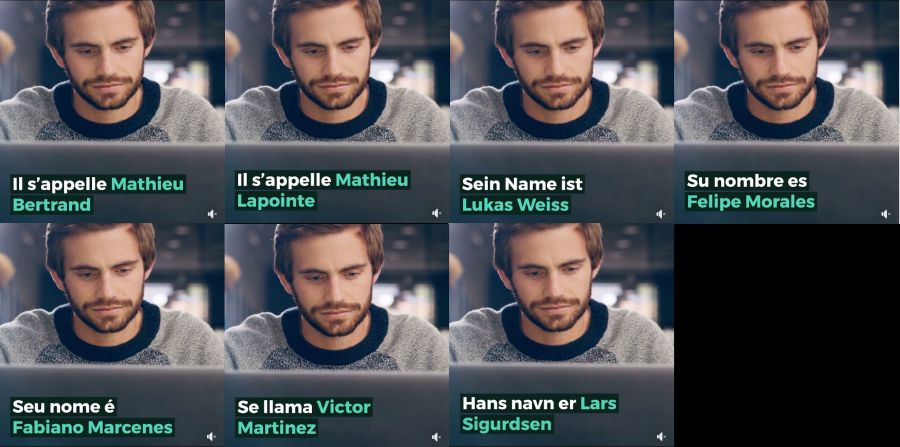 Studenten har ulike navn etter hvilket land videoen er laget for.