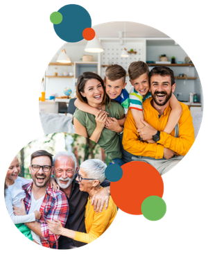 Families smiling and sharing a moment