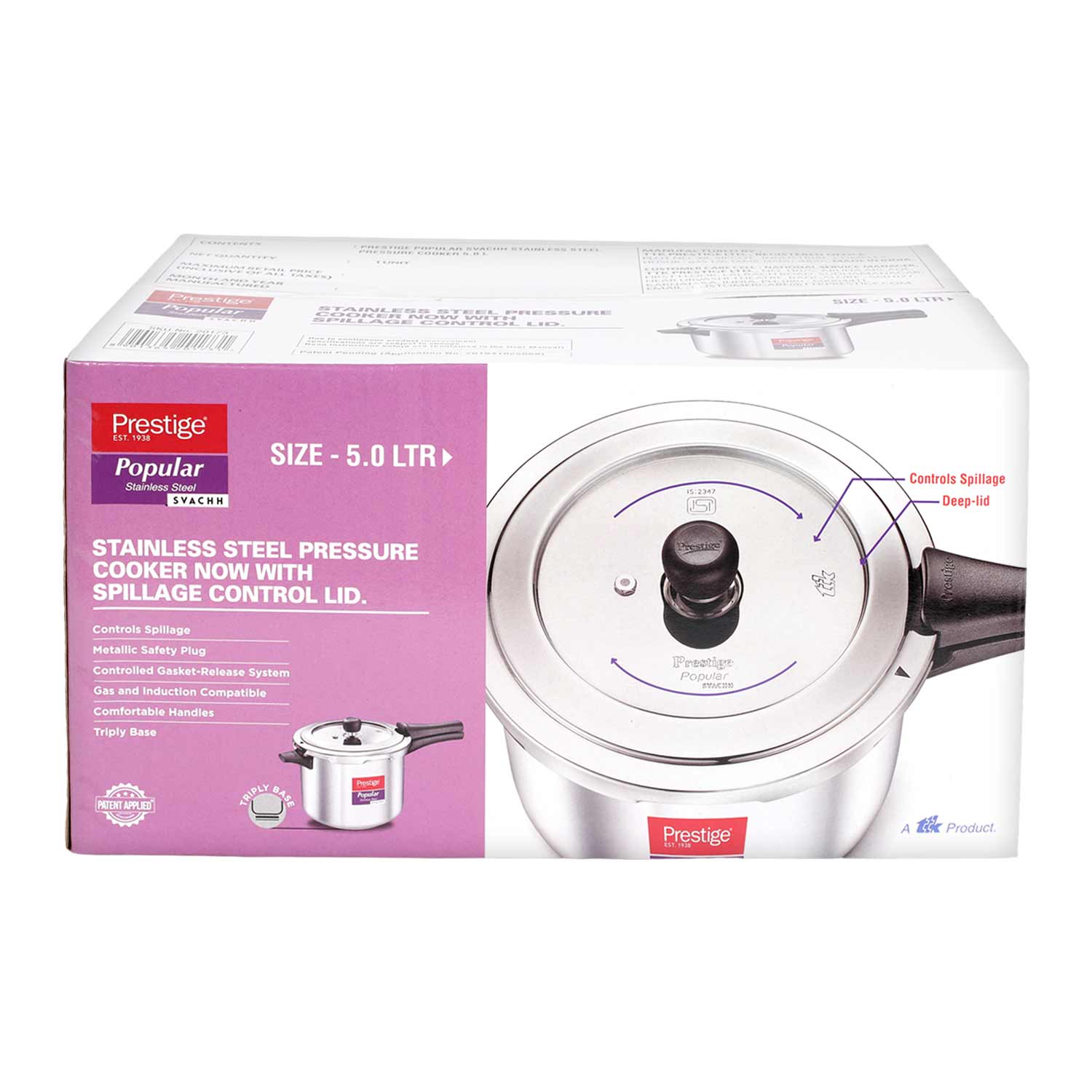 Prestige Popular Svachh S/s Pressure Cooker 5ltr Mpp20173