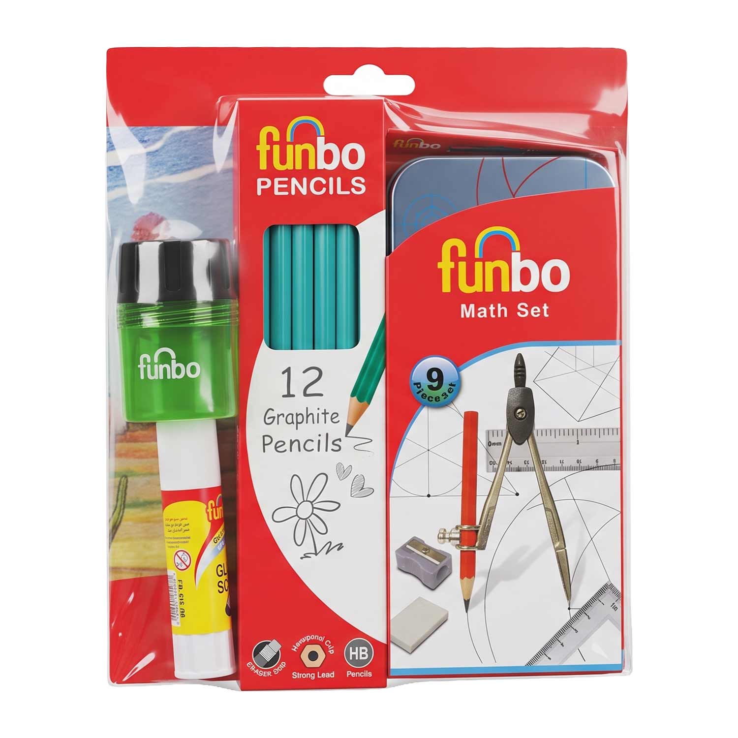 Funbo Glue+math Sets+pencil+color Pencil Fop-pack-063