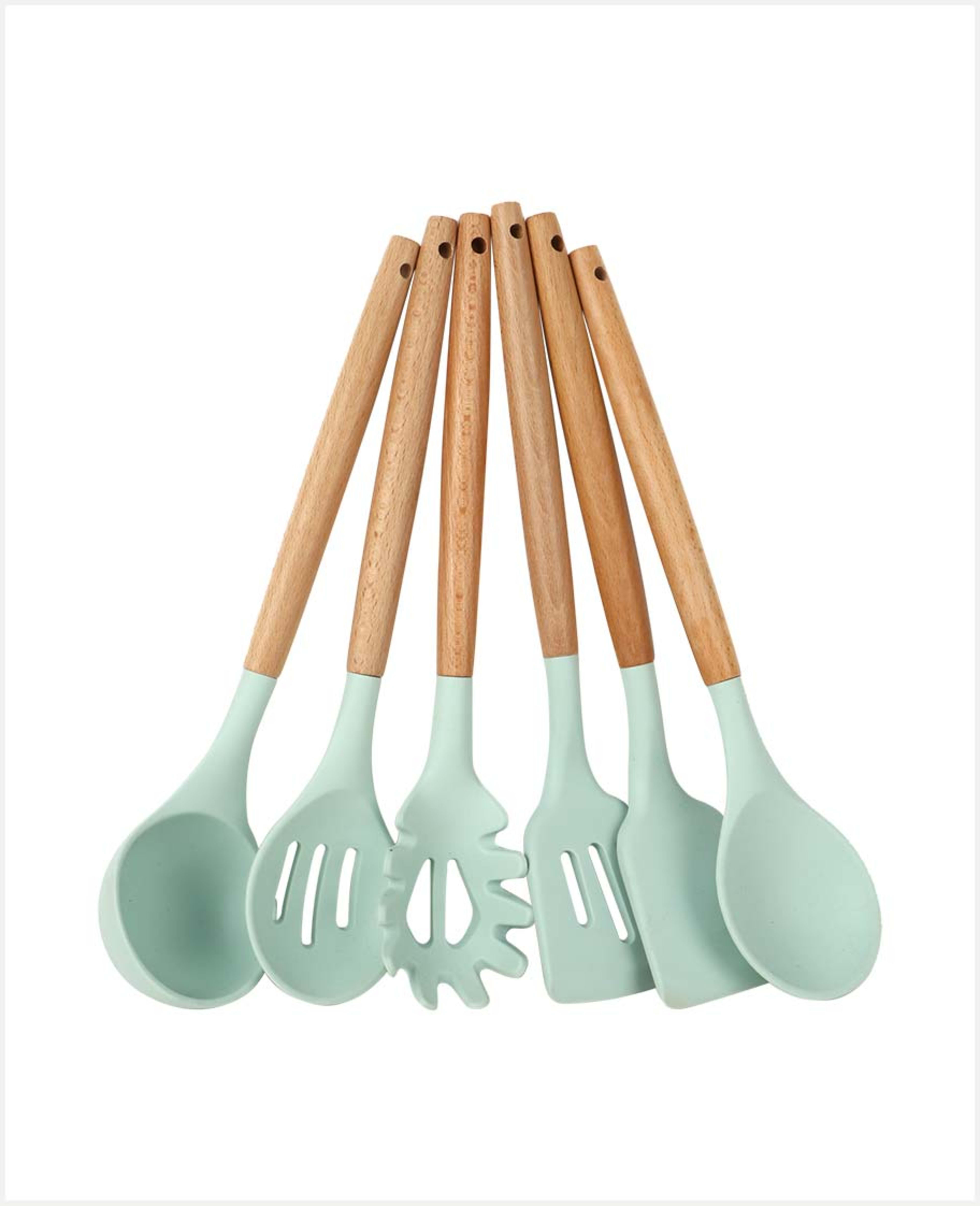 Silicone Cooking Utensil with Wooden Handle Assorted Jm0002