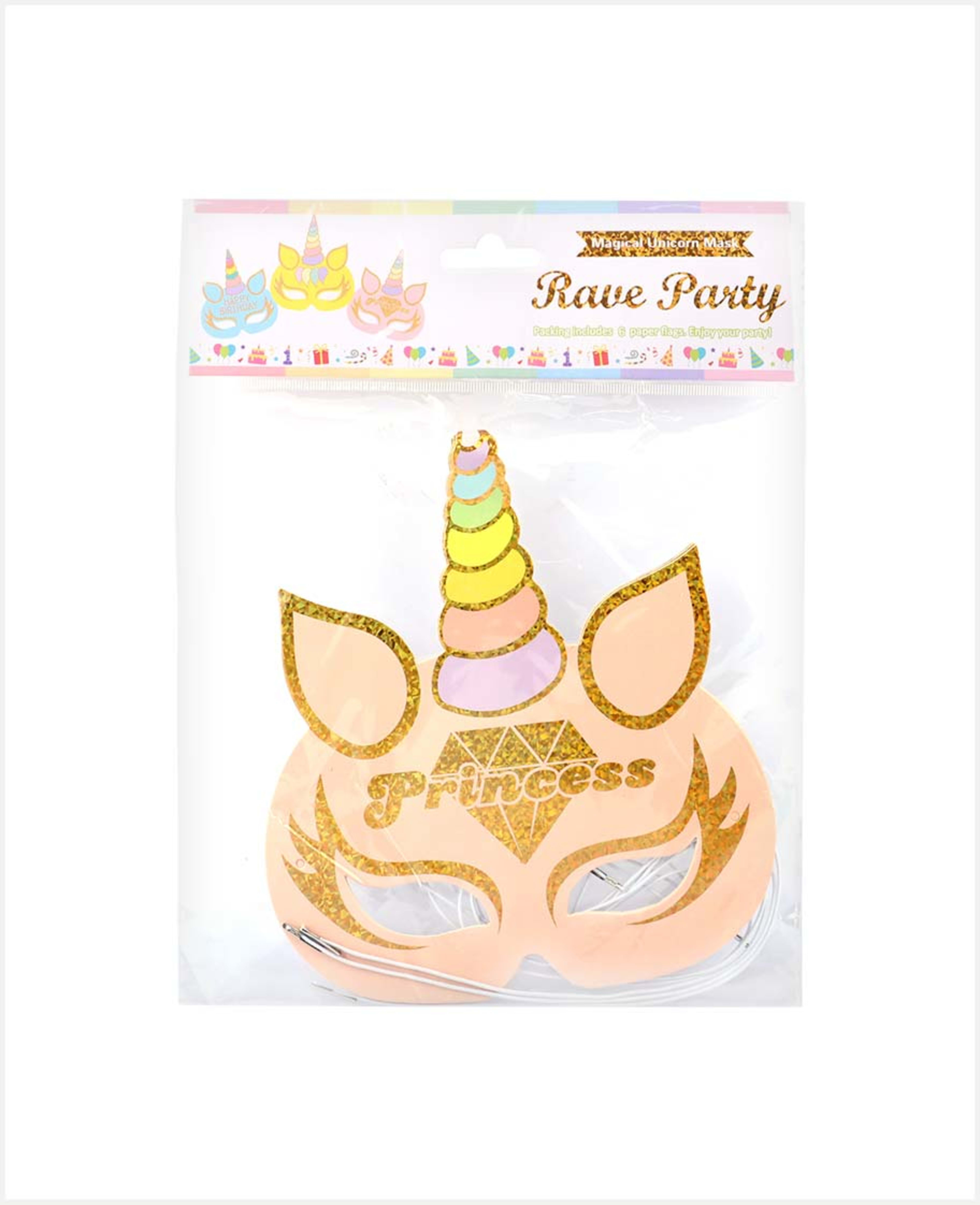 Rave Party Magical Unicorn Eye Mask 6pcs 003 - image 2