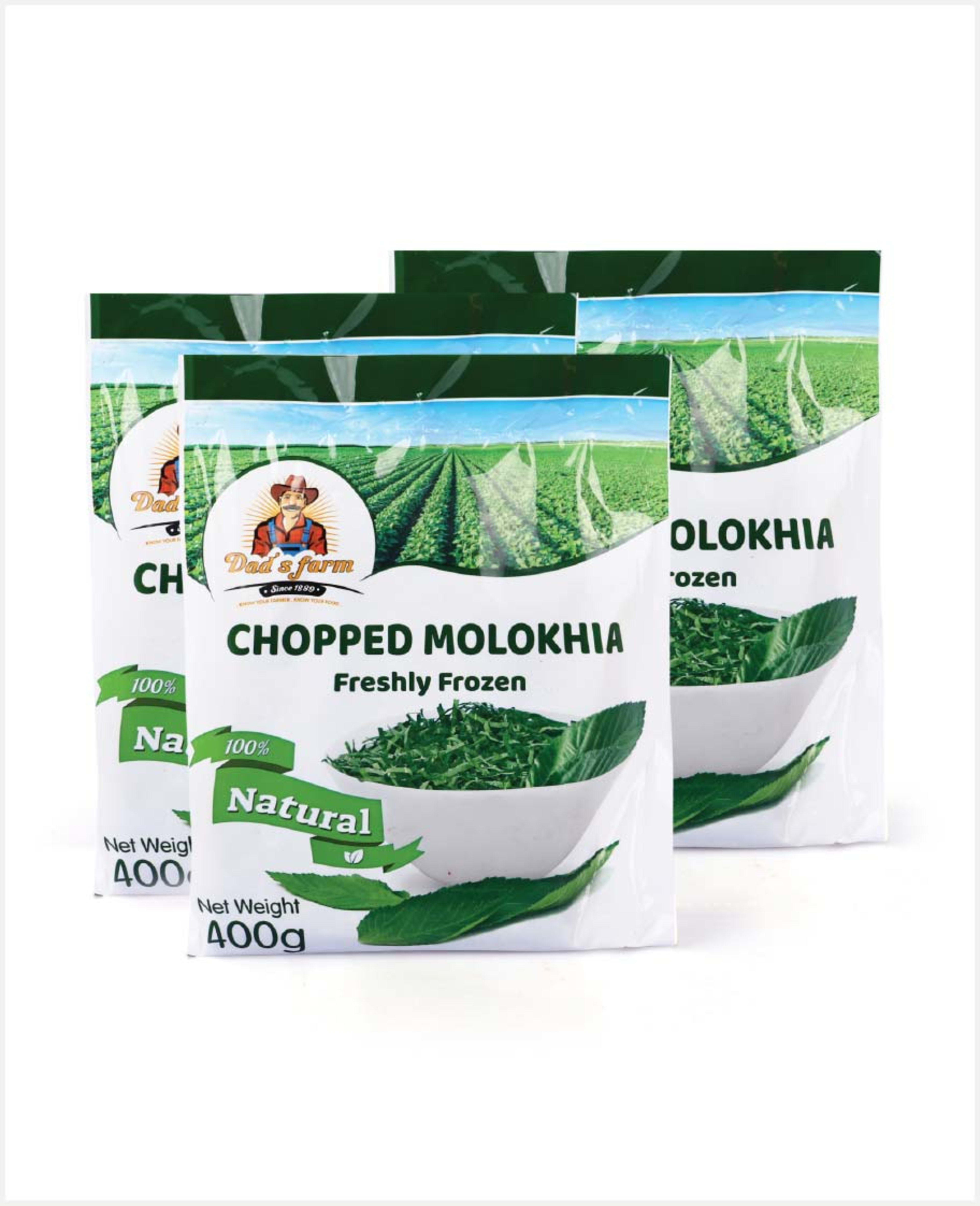 Dad's Farm Chopped Molokhia Frozen 3x400gm Promo