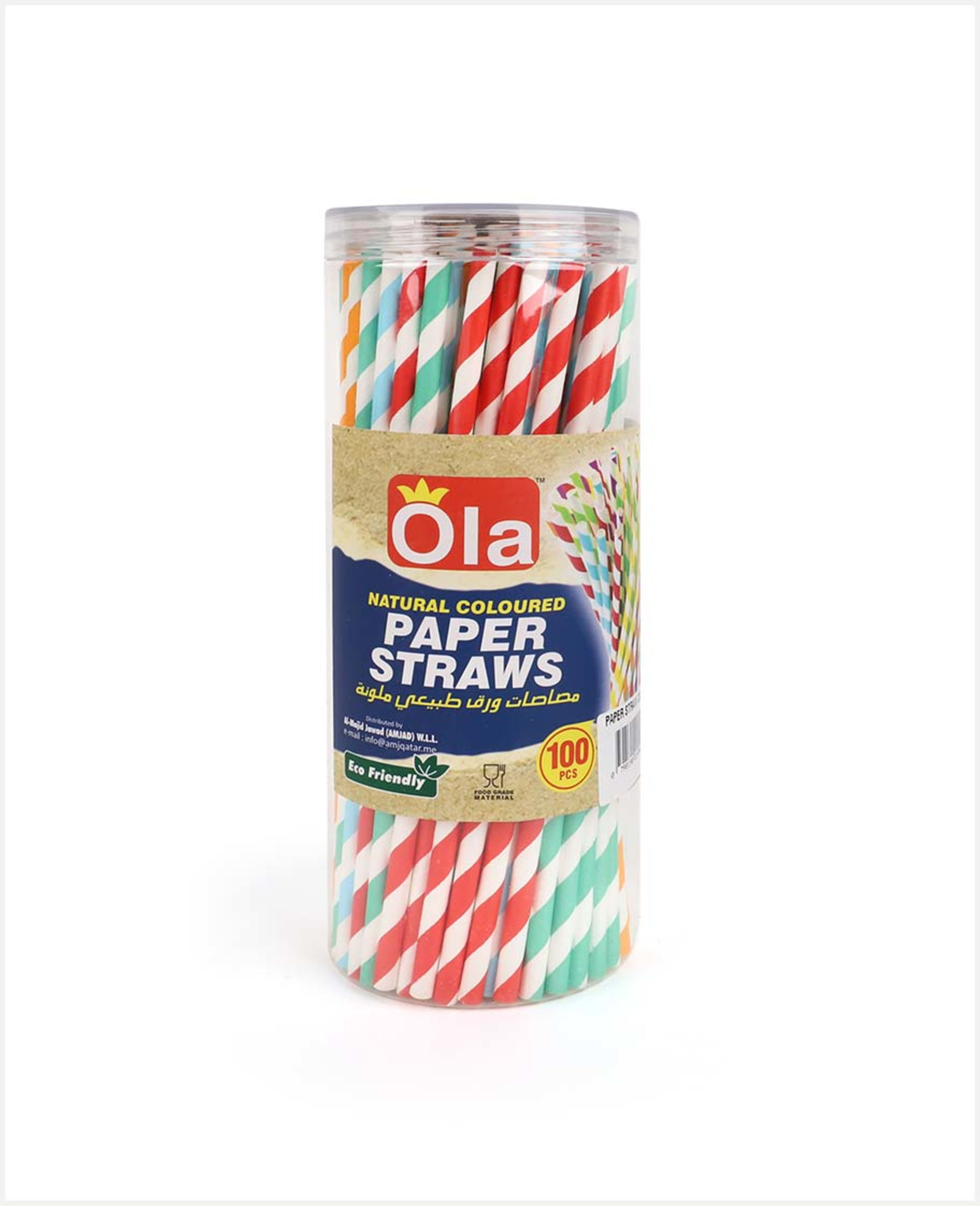 Ola Natural Coloured Paper Straws 100pcs