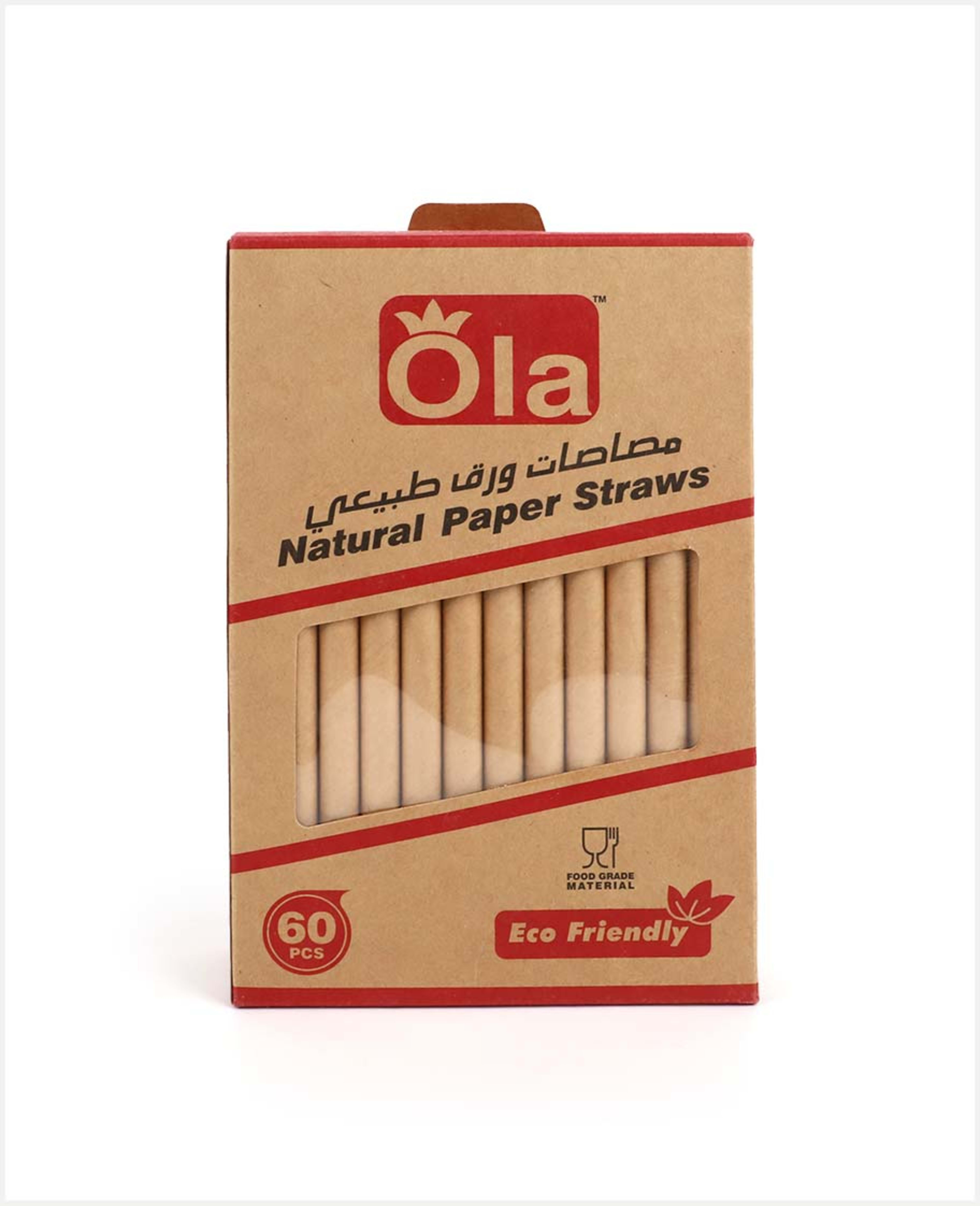 Ola Natural Paper Straws Brown 60pcs - image 2