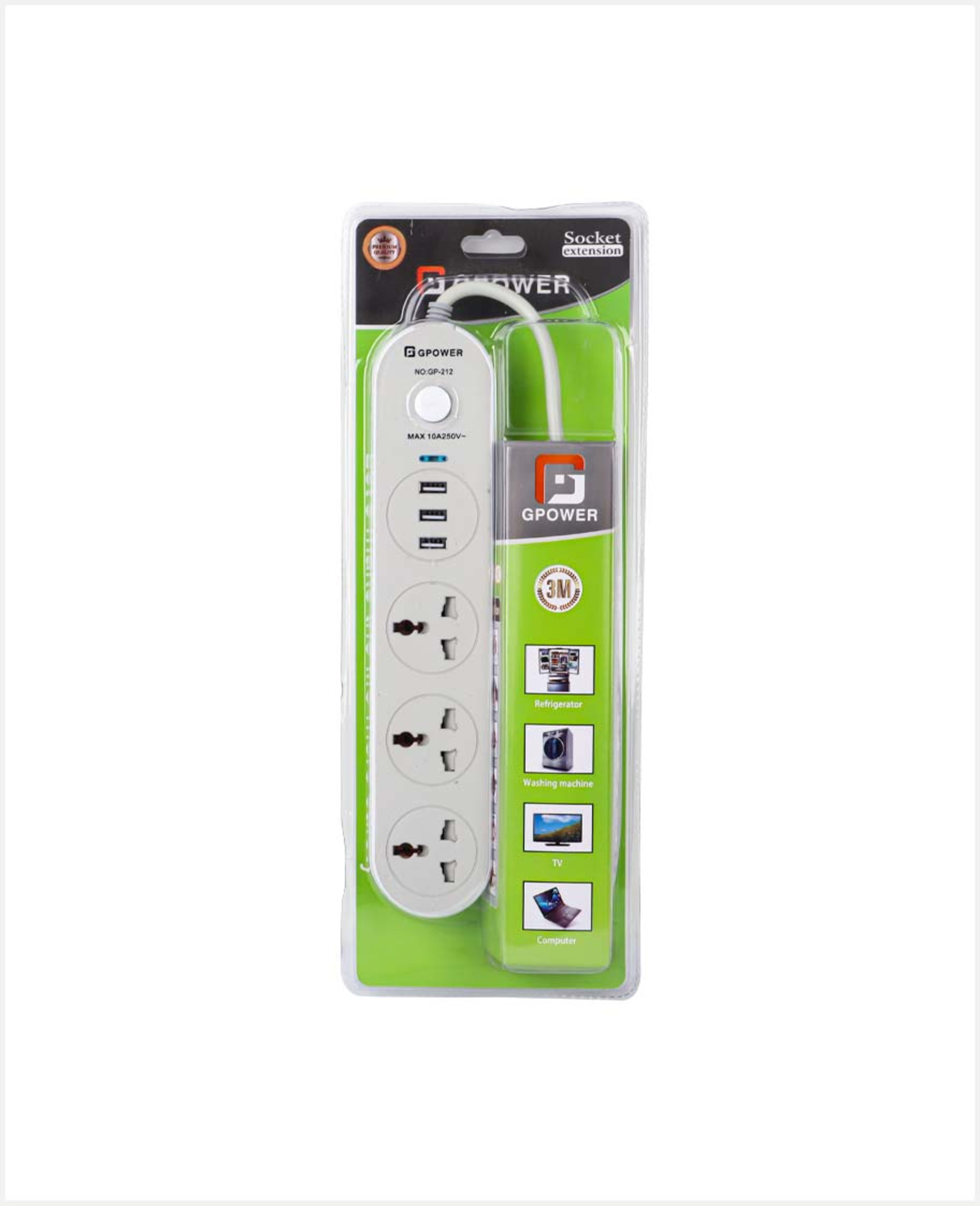 Gpower Socket Extension 3m Gp-212