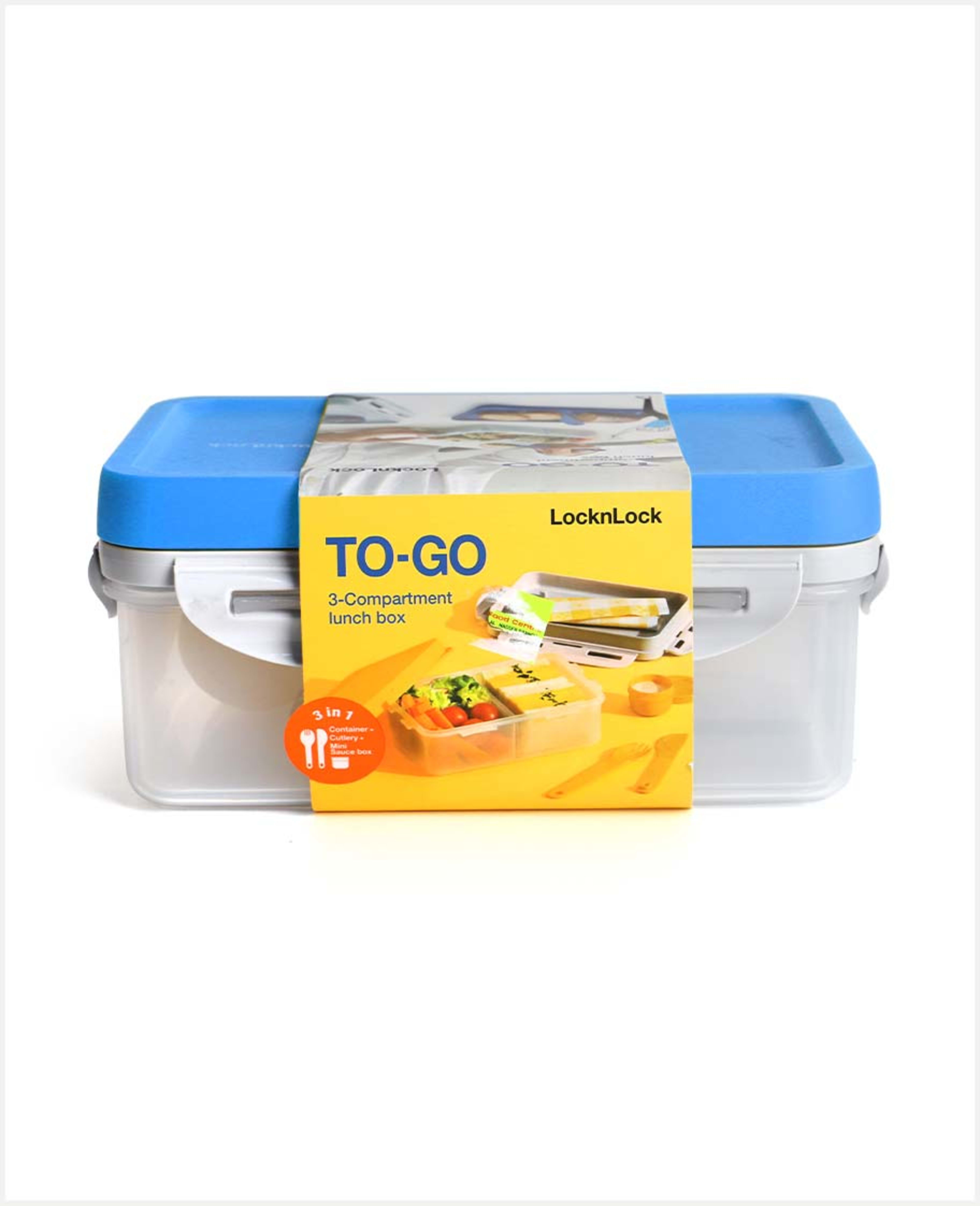 Locknlock To-go 3-compartment Lunch Box Blue Hpl817l
