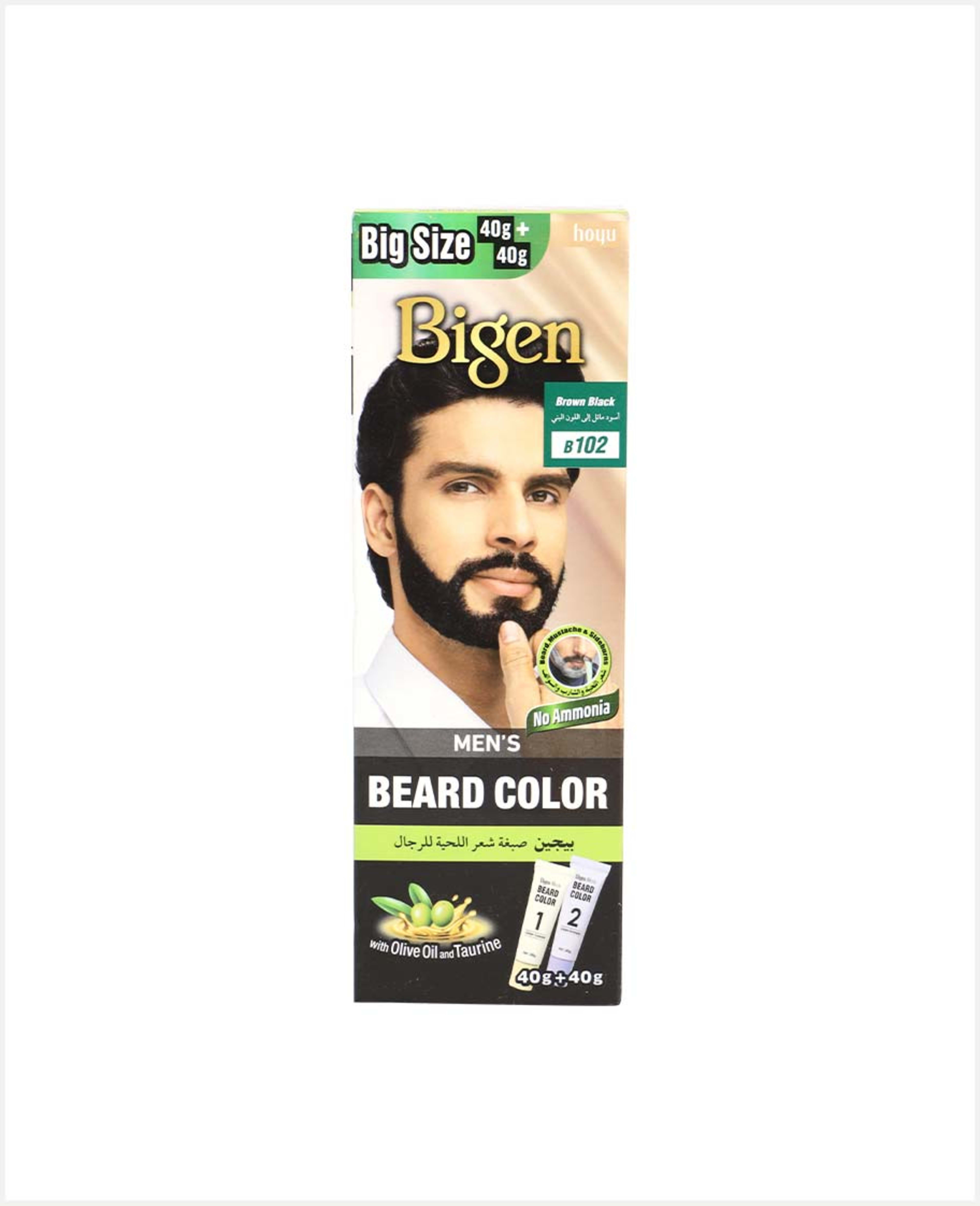 Bigen Men's Beard Color Brown Black B102 (40gm+40gm)
