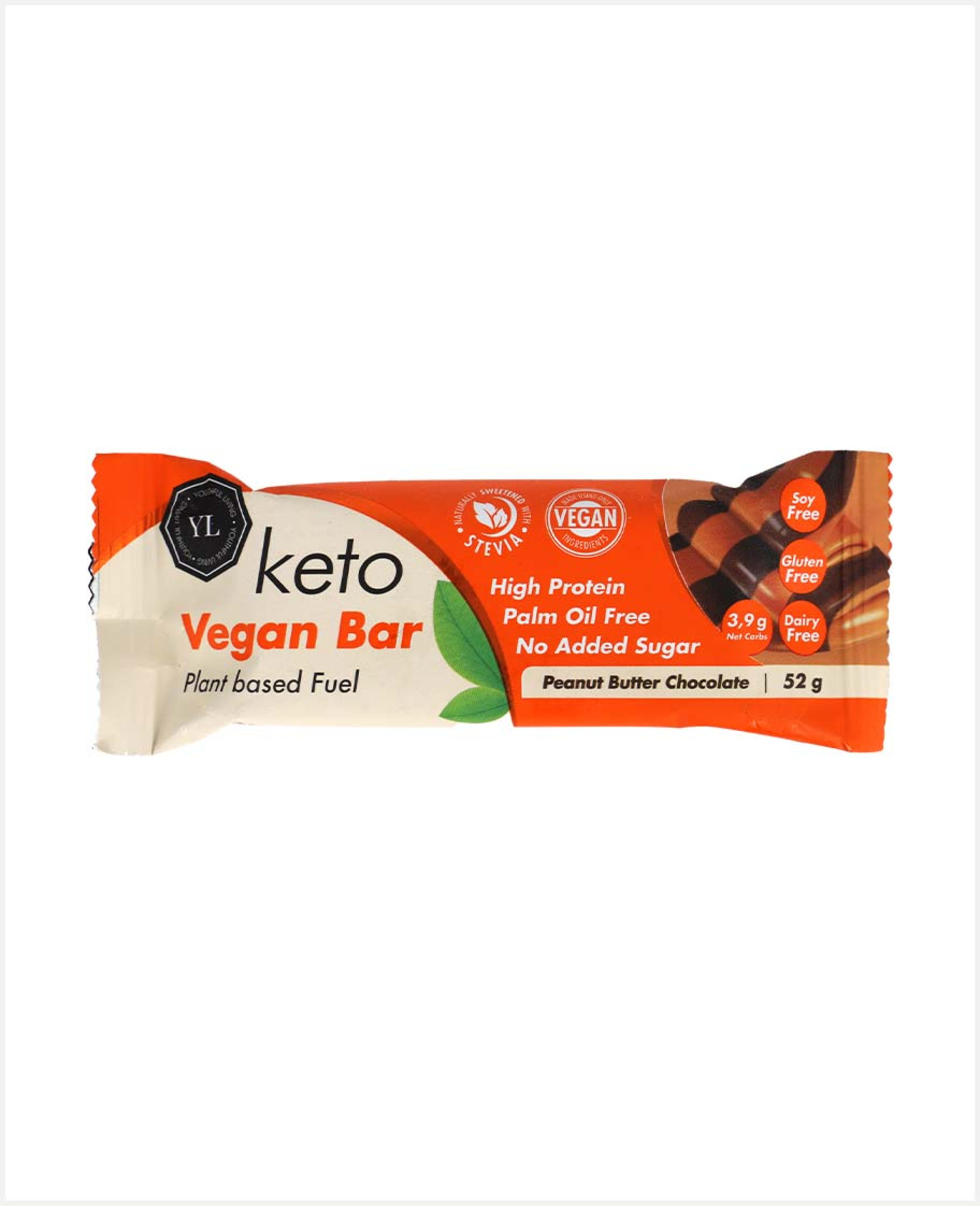 Youthful Living Keto Vegan Bar Peanut Butter Chocolate 52gm