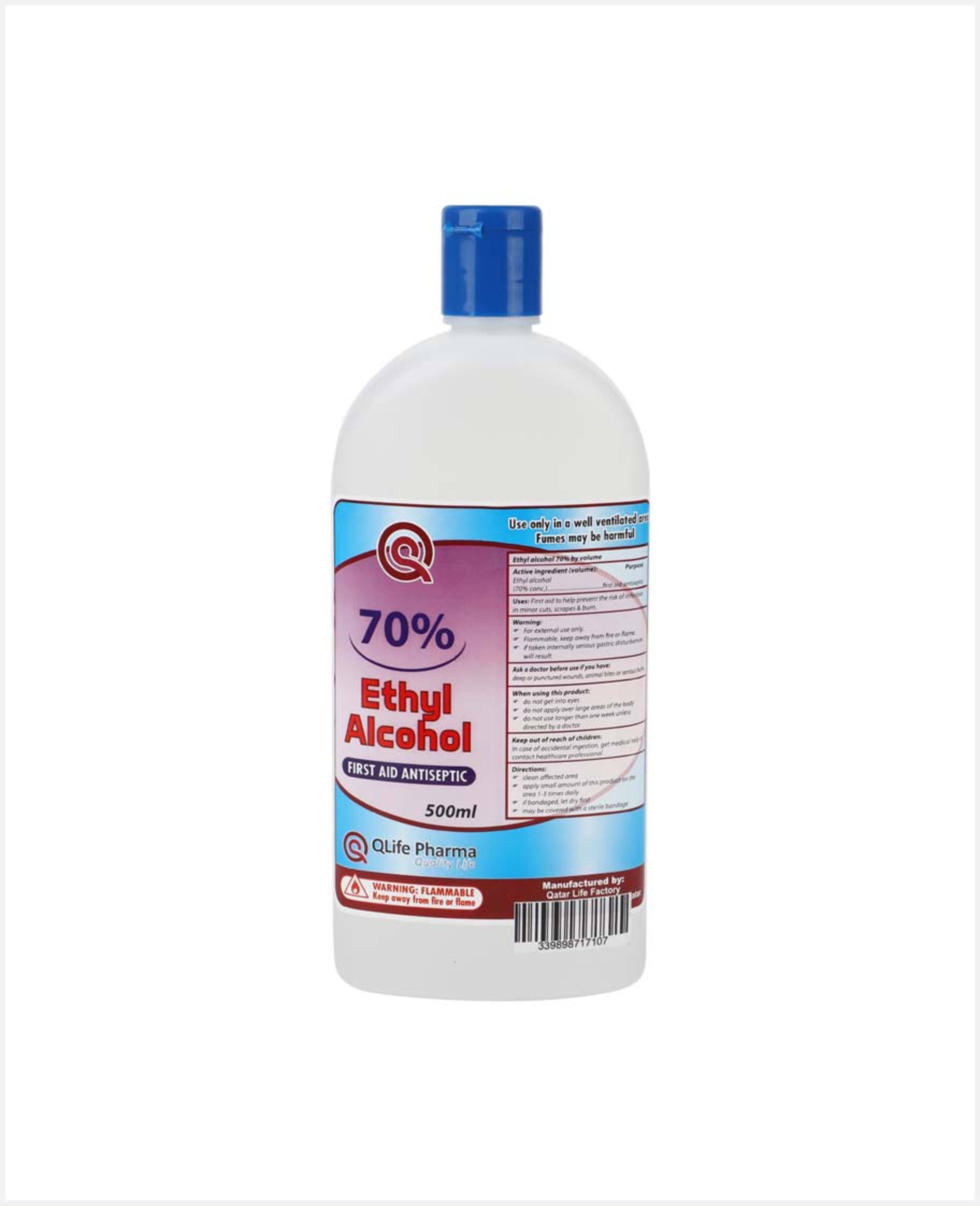 Qlife Pharma Ethyl Alcohol 70% First Aid Antiseptic 500ml - image 2