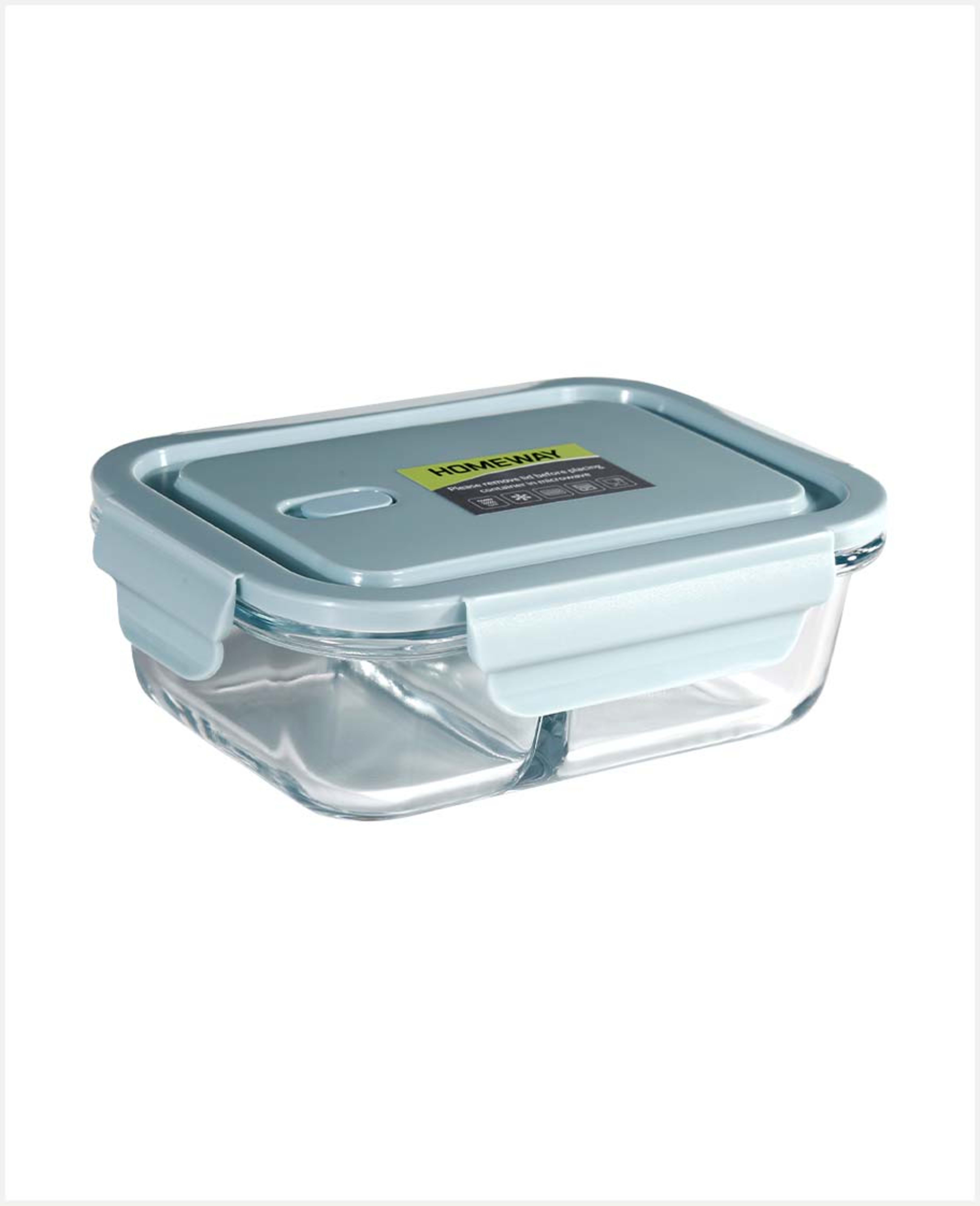 Homeway Rectangle Glass Container with 2 Compartment Hw3721 - image 2