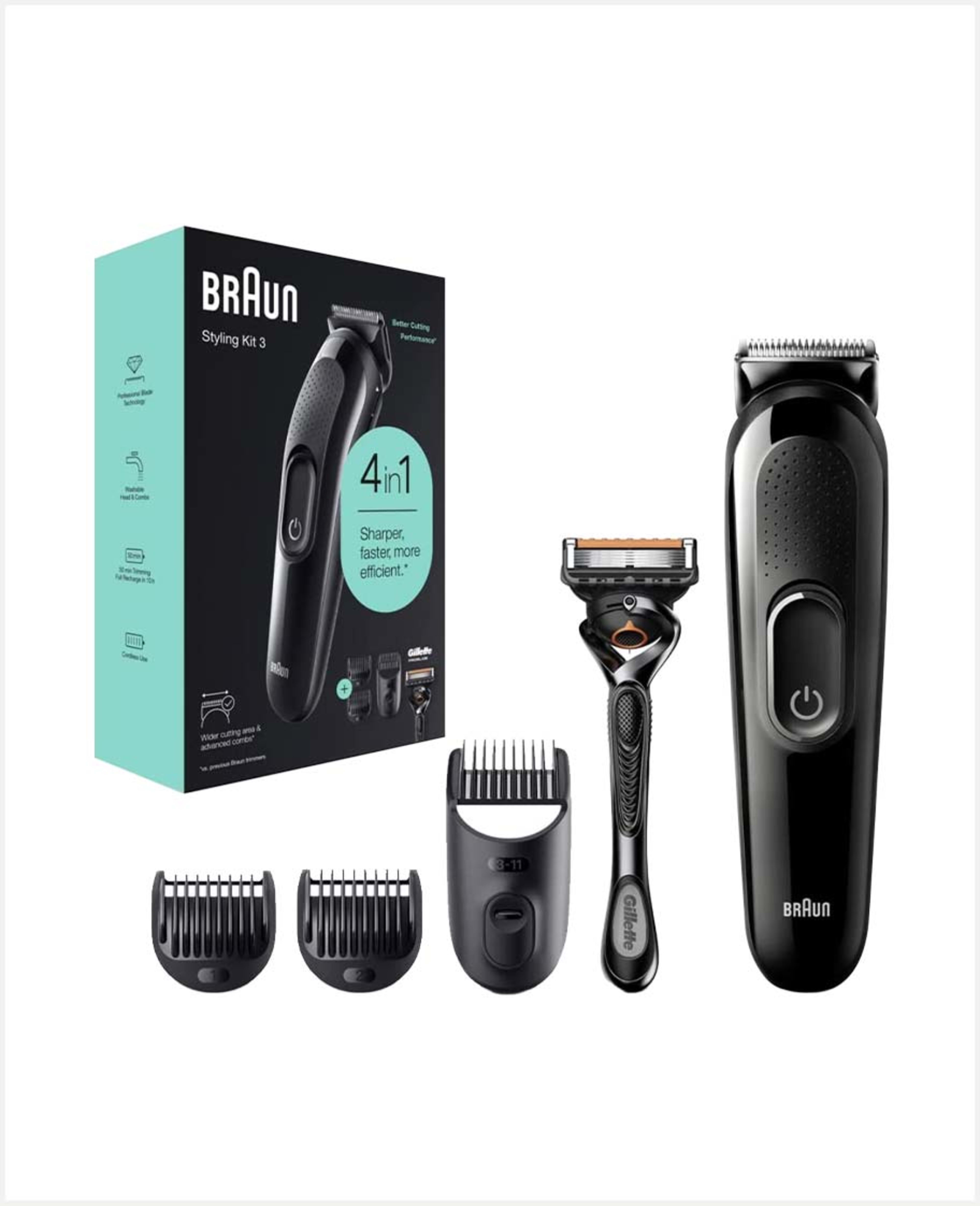 Braun Styling Kit Hair and Beard Trimmer Black Sk-3300 - image 2
