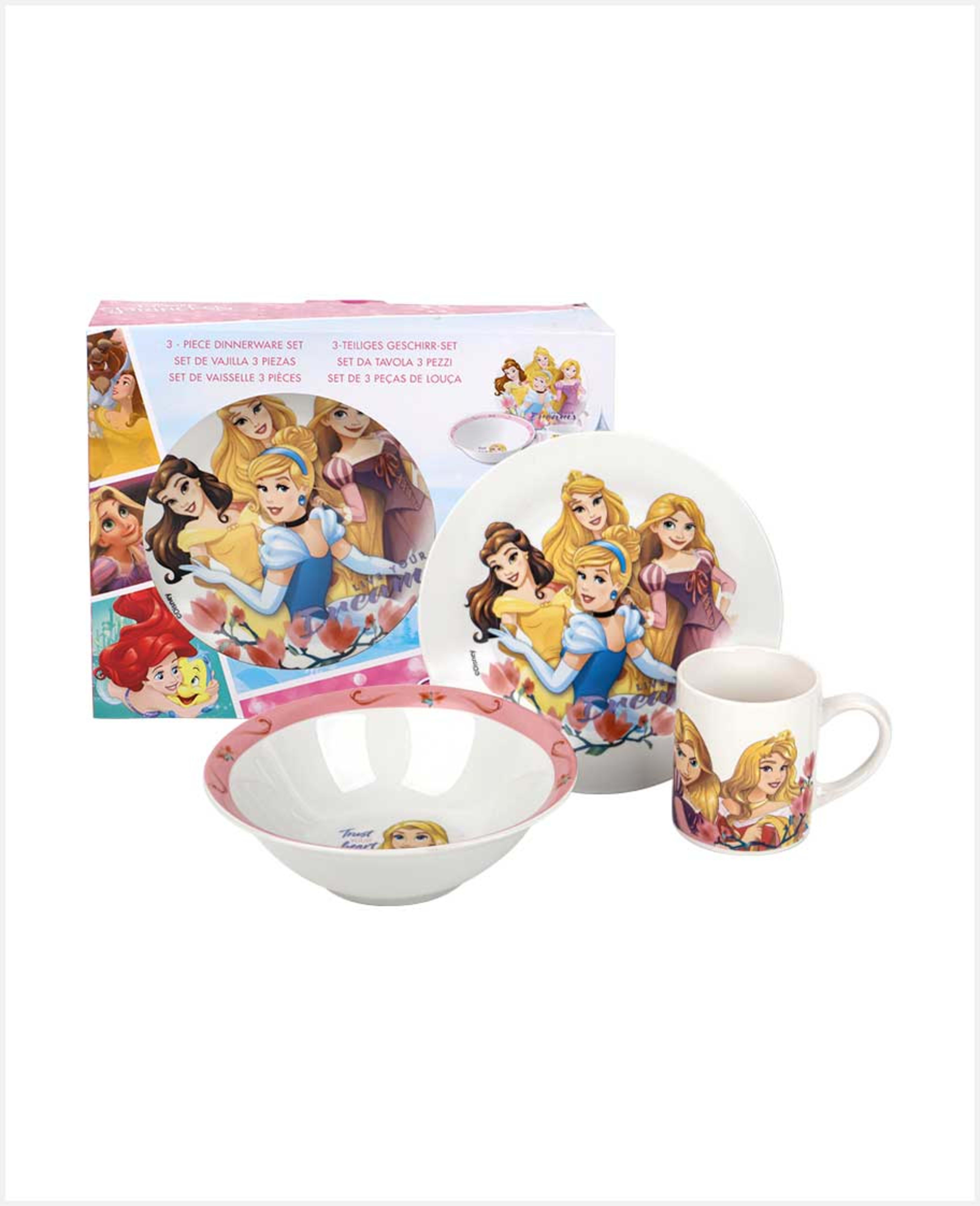Disney W2h1 Dinner Set Princess Live Your Dreams 3pcs Rj1319 - image 2