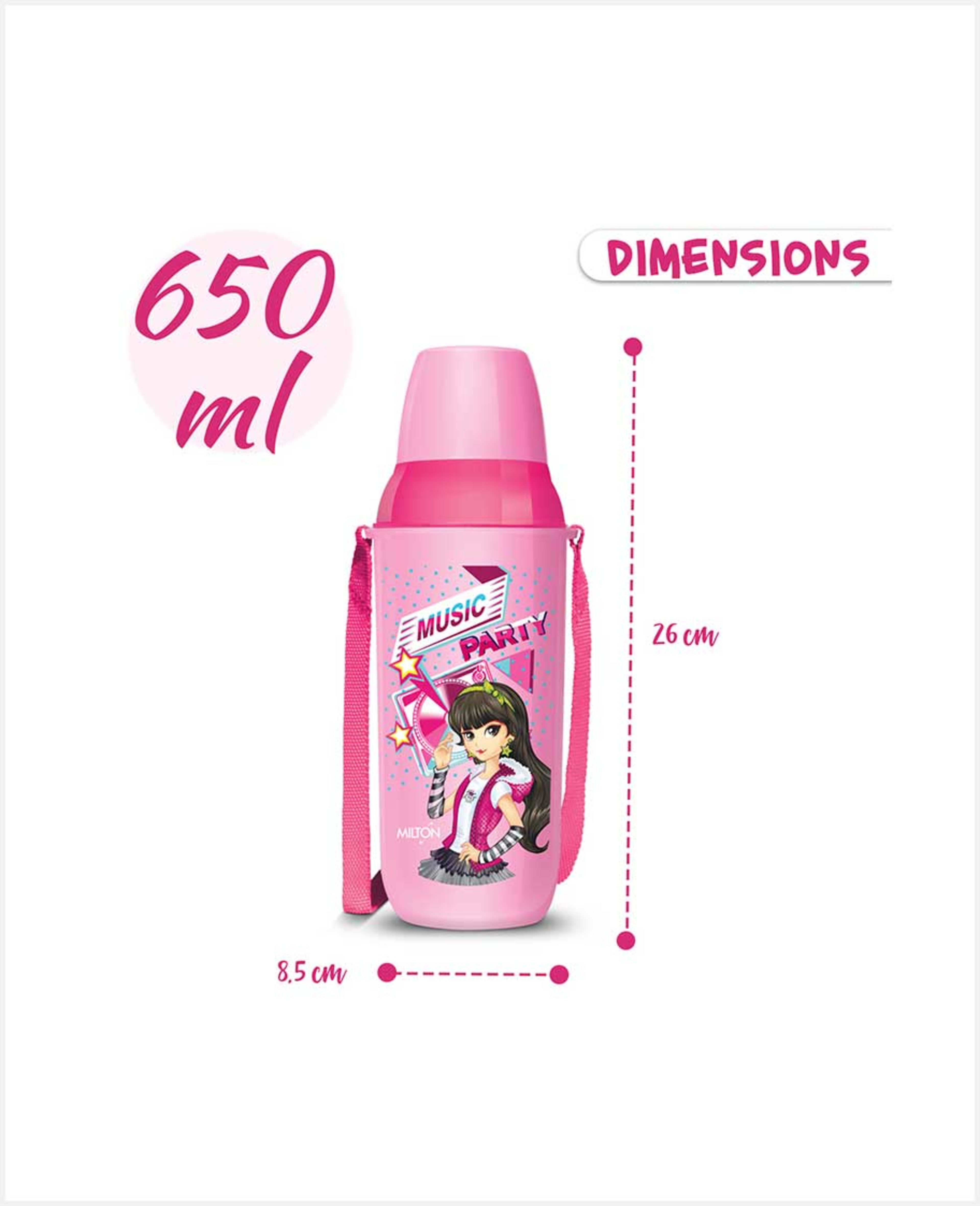 Milton Bts3 Kool Kid S/s Water Bottle Pink 650ml Mt_kk650_pi - image 2