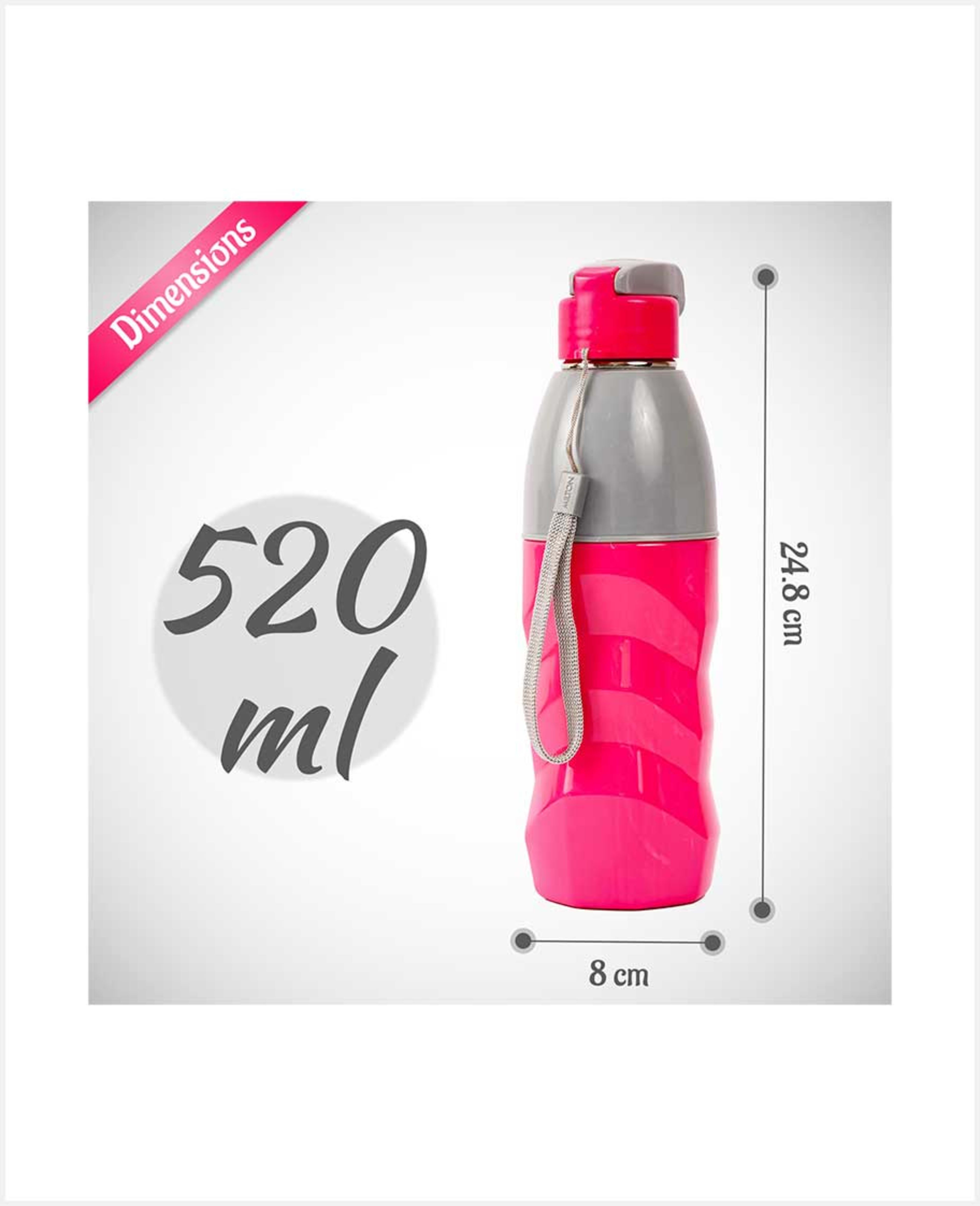 Milton Bts3 Steel Racer Water Bottle Pink 520ml Mt_str520_pi - image 2