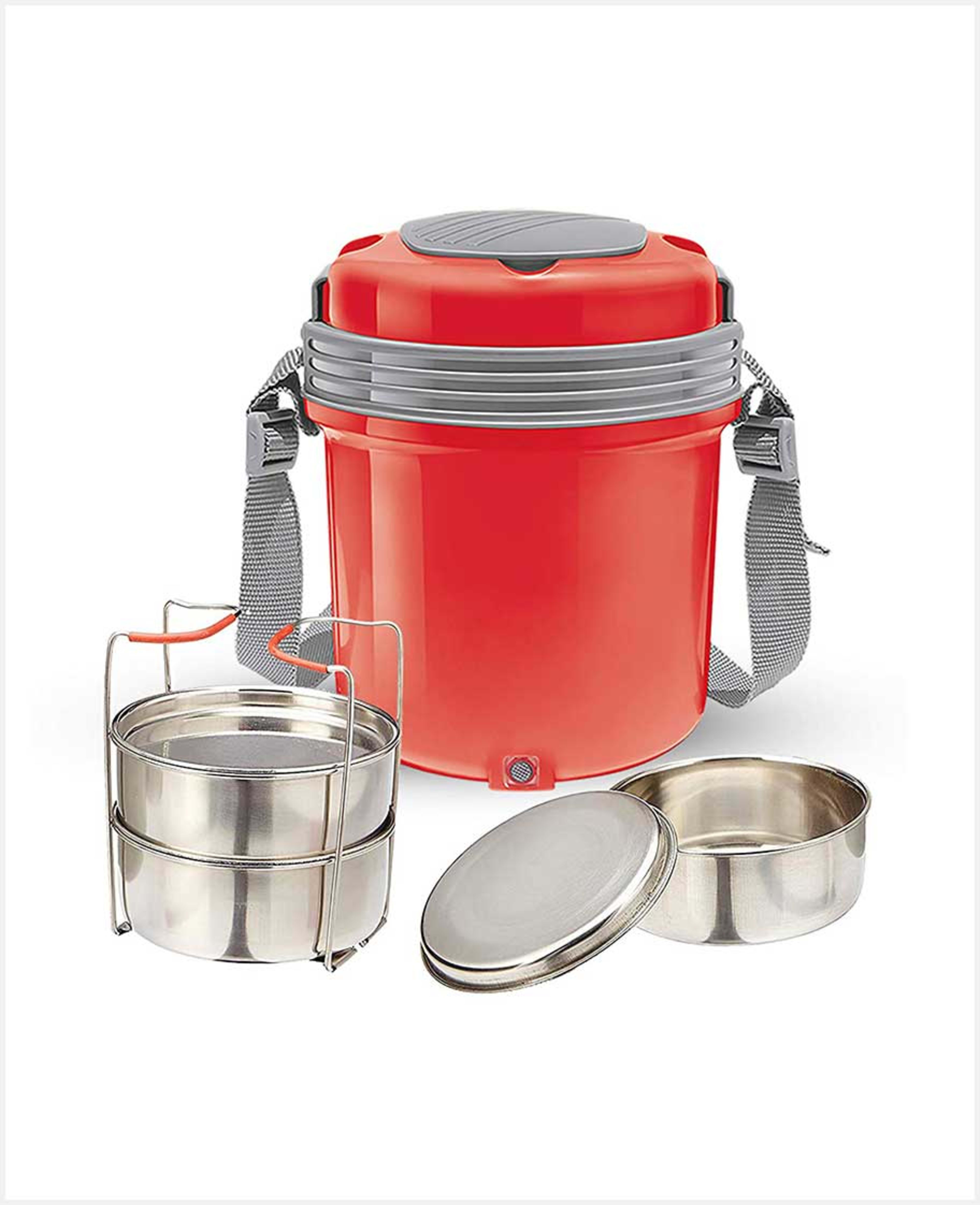 Milton Bts3 Electron S/s Tiffin Box Set Red 1440ml Mt_ec_rd