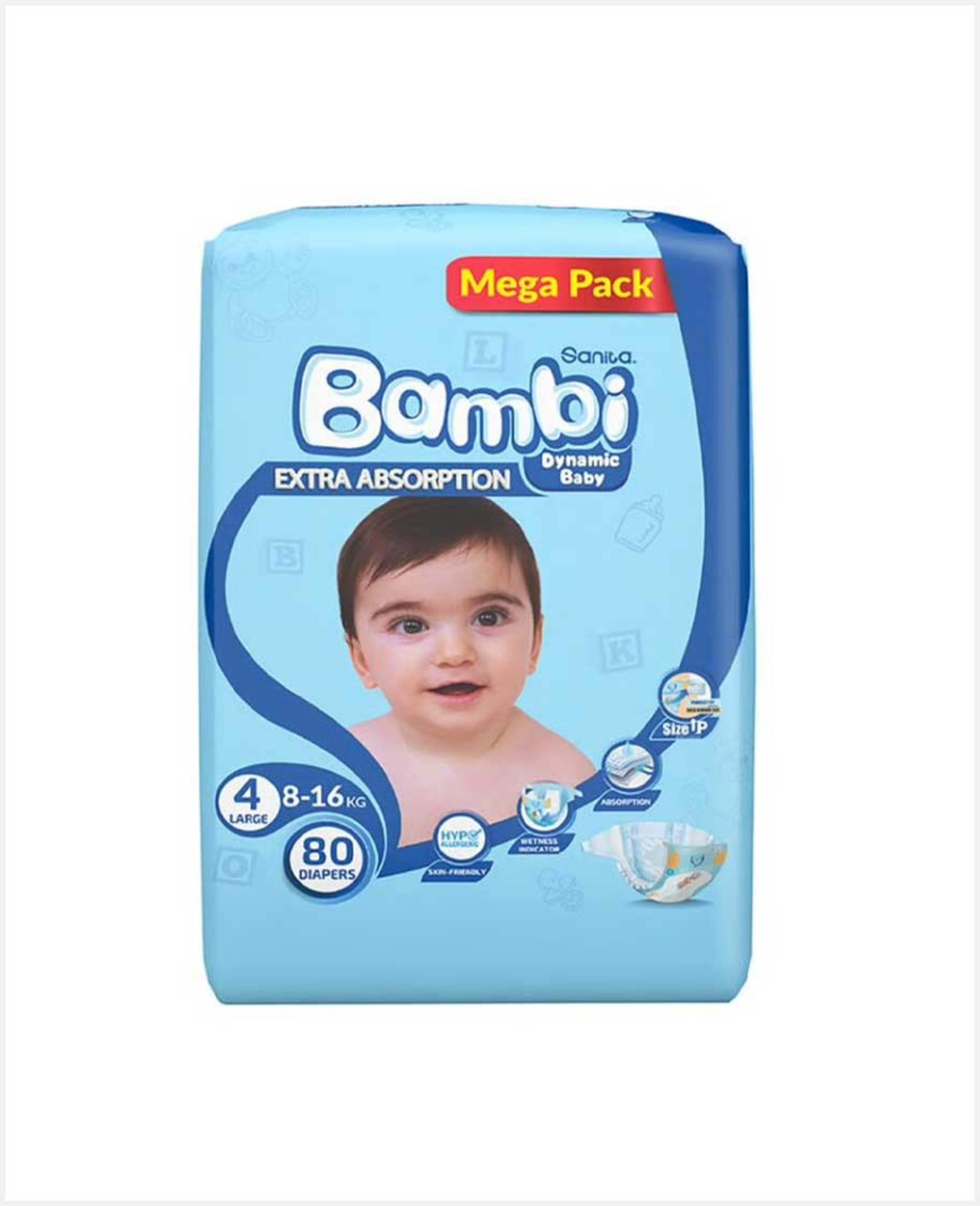 Sanita Bambi 4 Diaper Large Mega Pack 80's