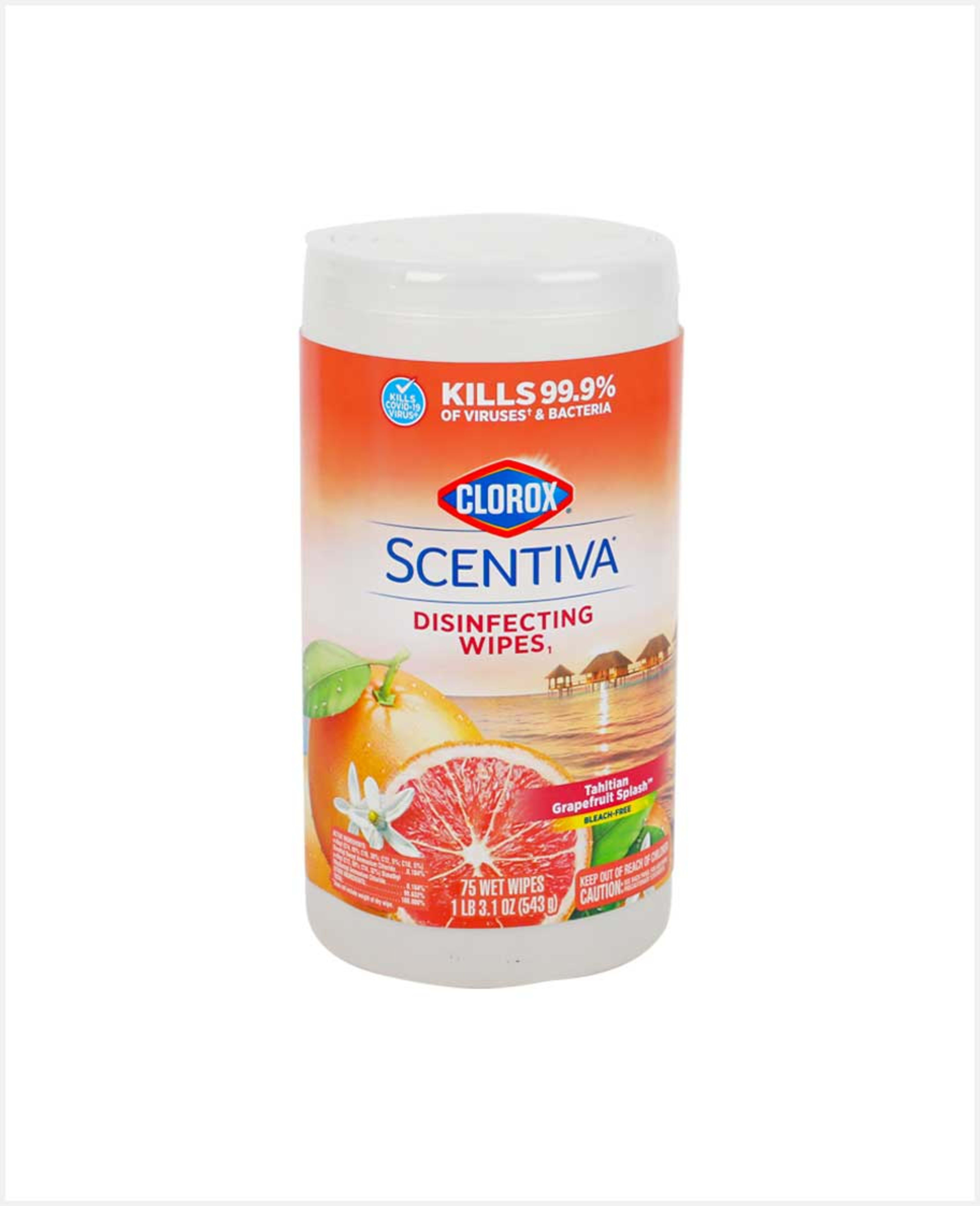 Clorox Scentiva Disinfecting Wipes Tahitian Grapefruit Splash 75pcs