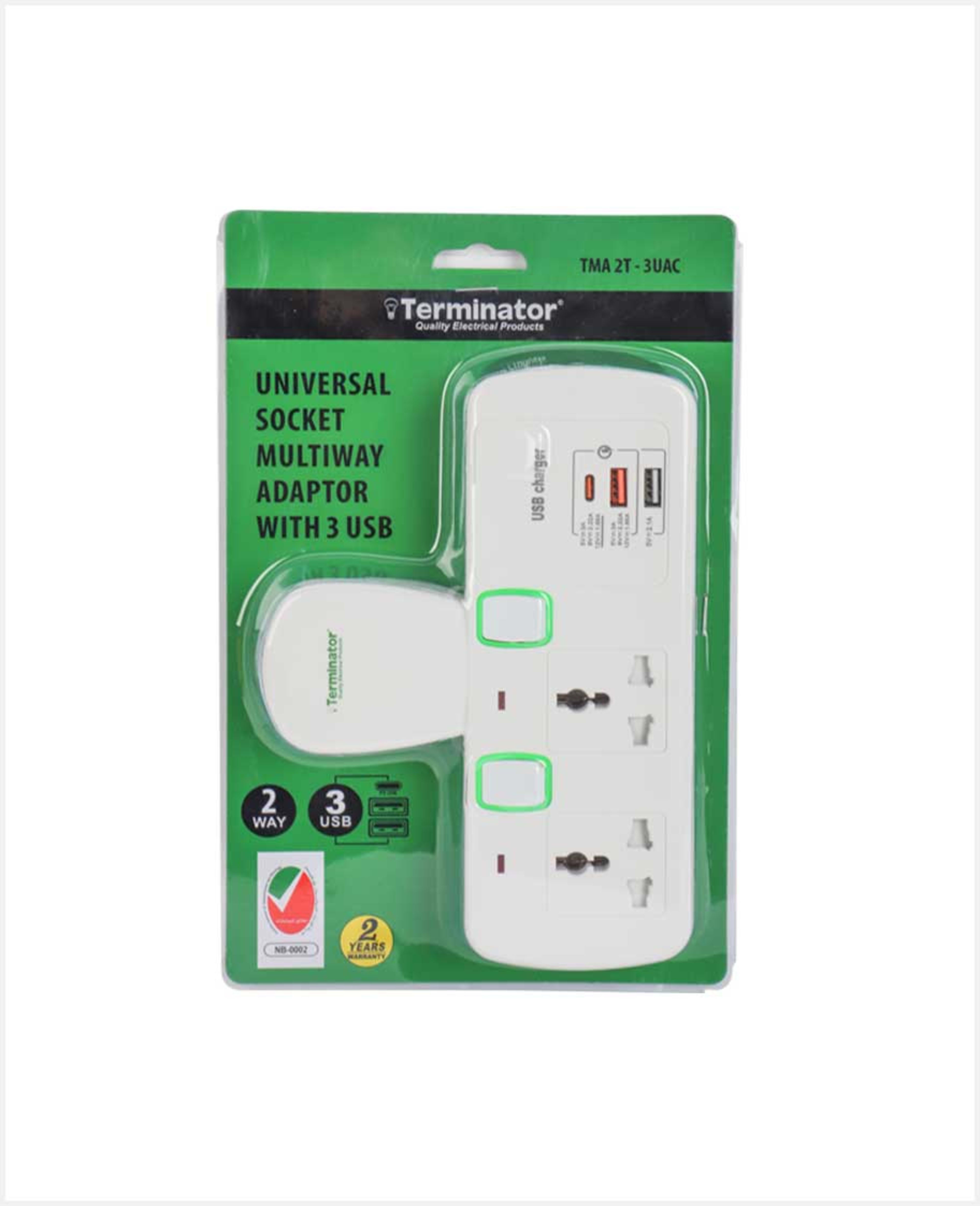 Terminator Universal Socket Adaptor with USB Tma 2t-3uac - image 2