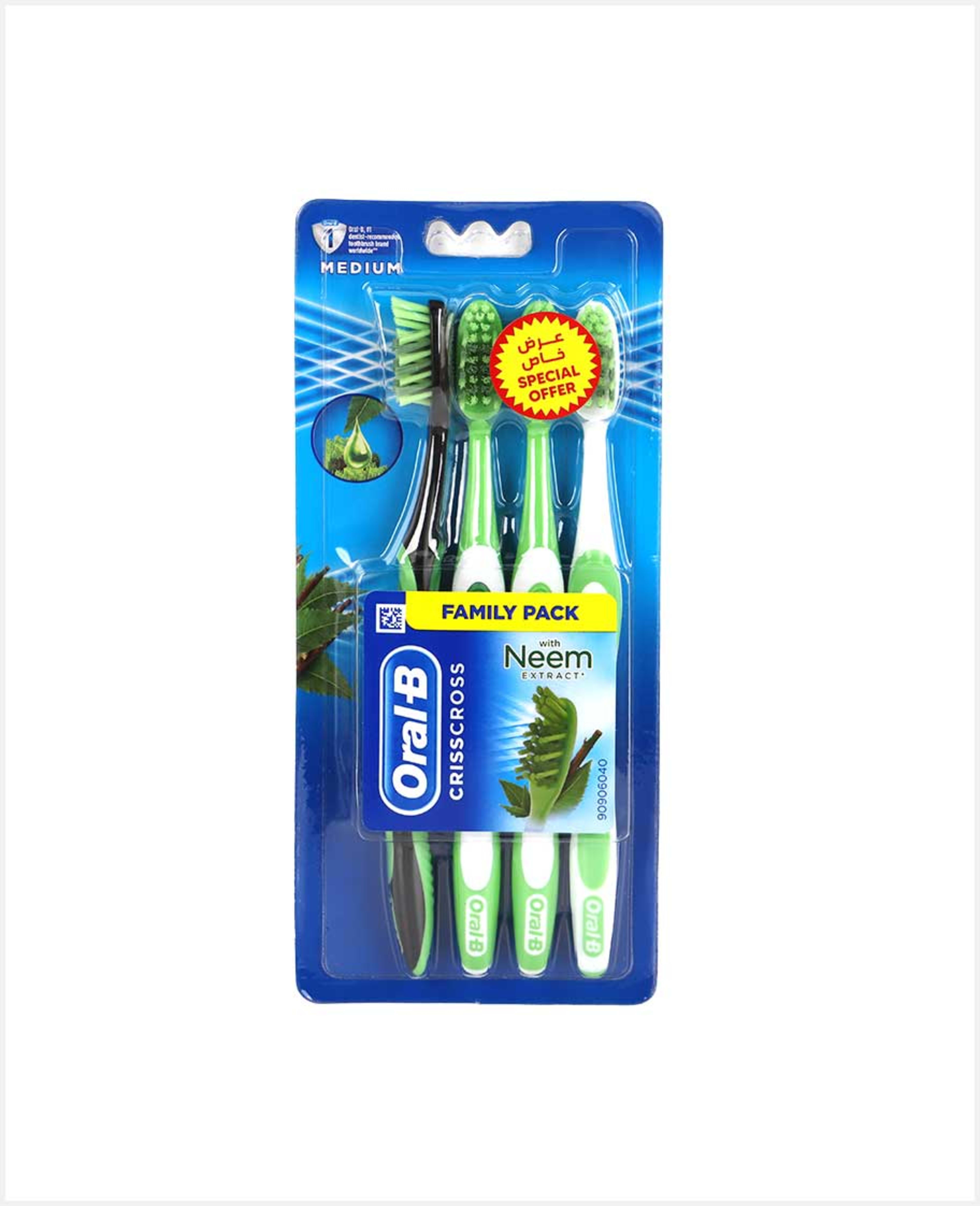Oral-b Criss Cross Toothbrush W/neem Extract Med 4s Sp.offer