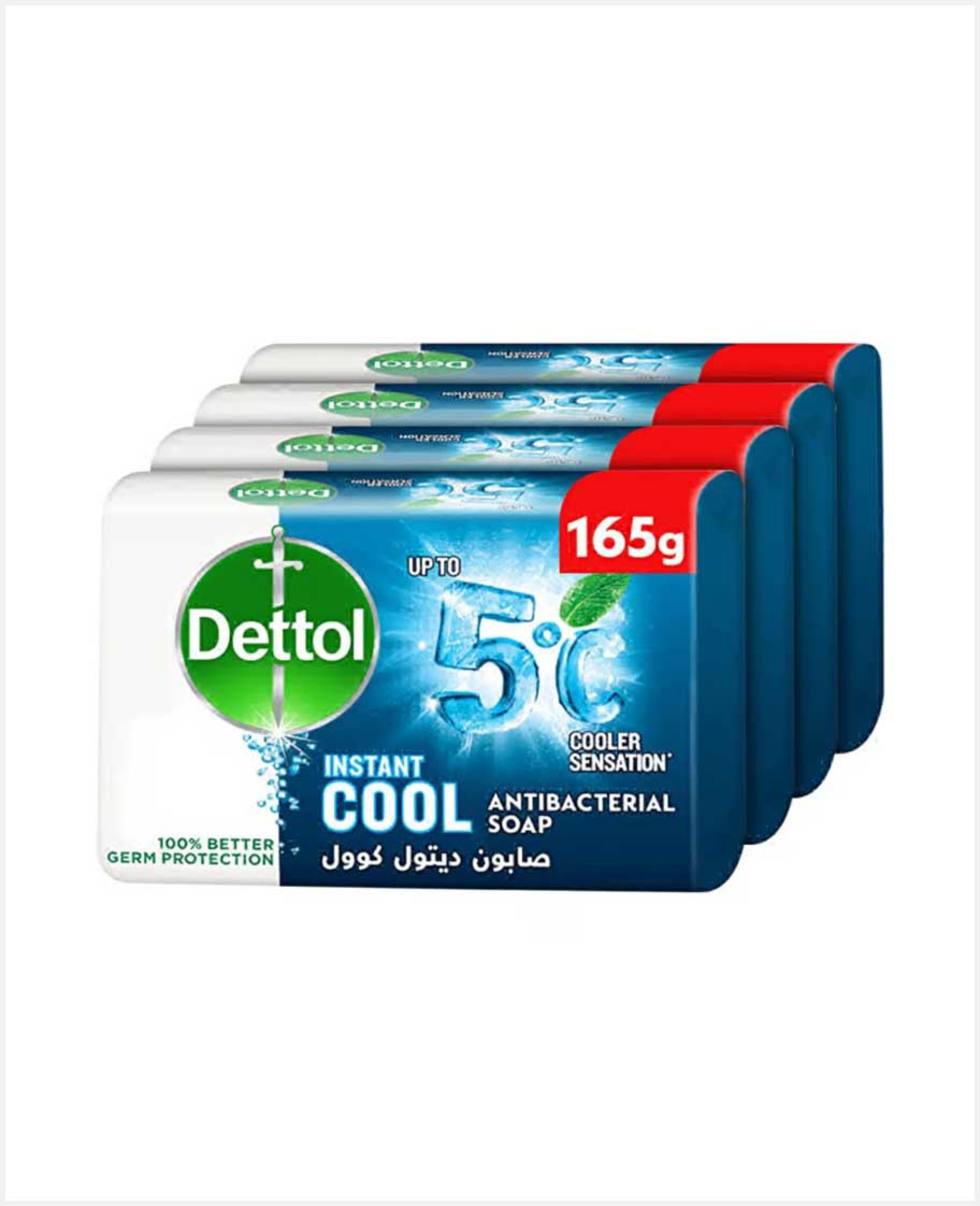 Dettol Antibacterial Bar Soap Instant Cool 4x165gm @35%off