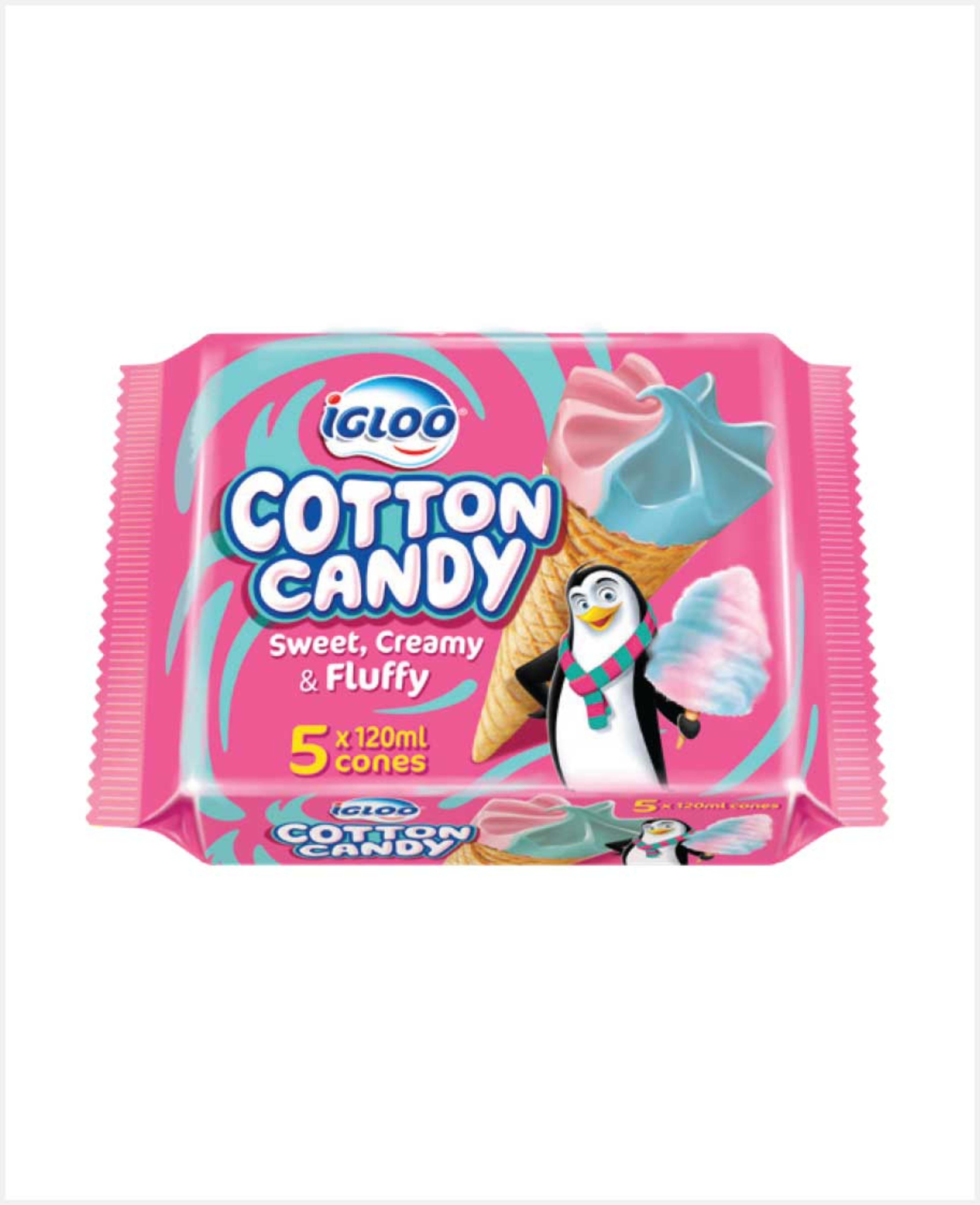 Igloo Cotton Candy Sweet Creamy & Fluffy Cones 5x120ml