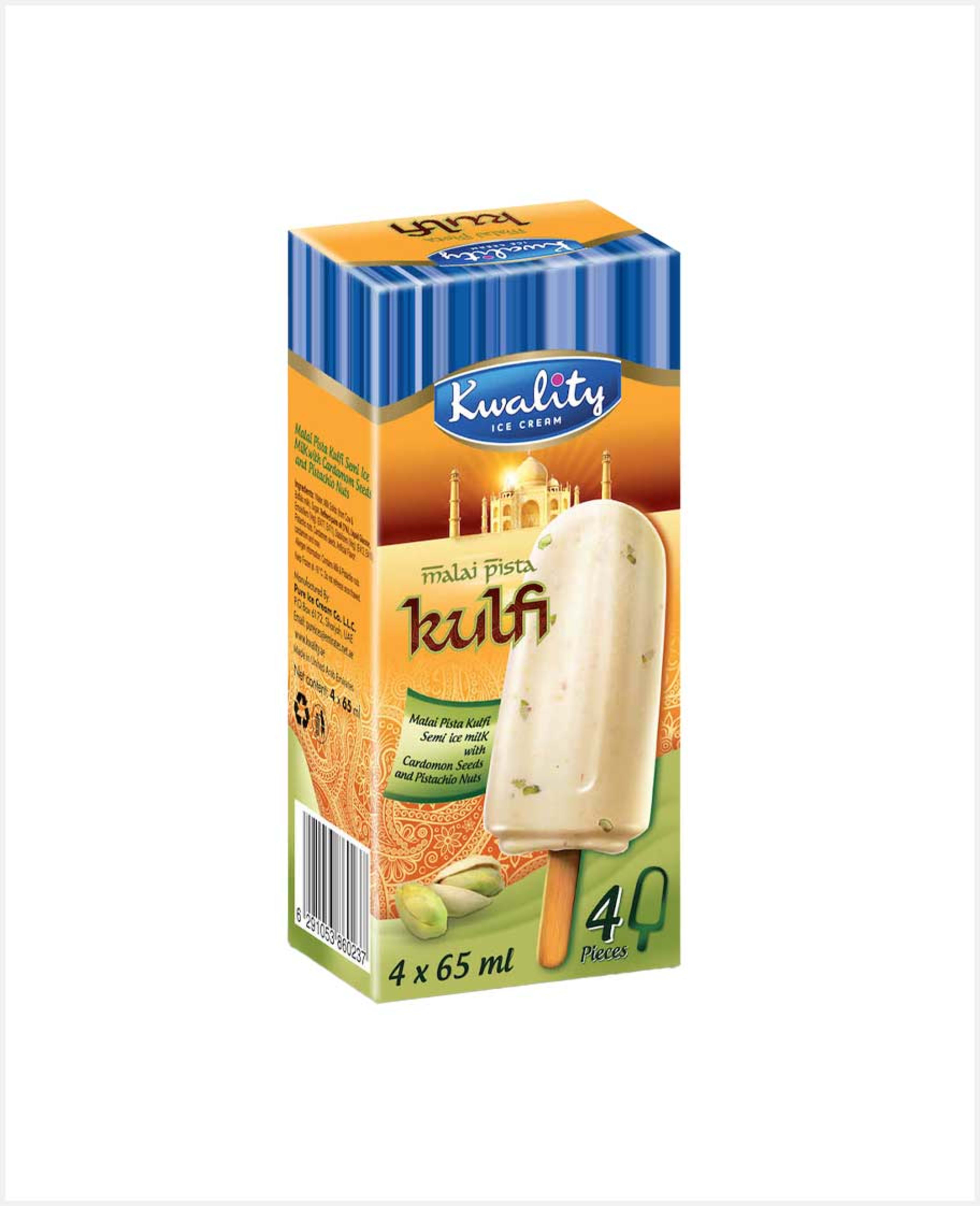 Kwality Malai Pista Kulfi Ice Cream Stick 4x65ml Sp.offer