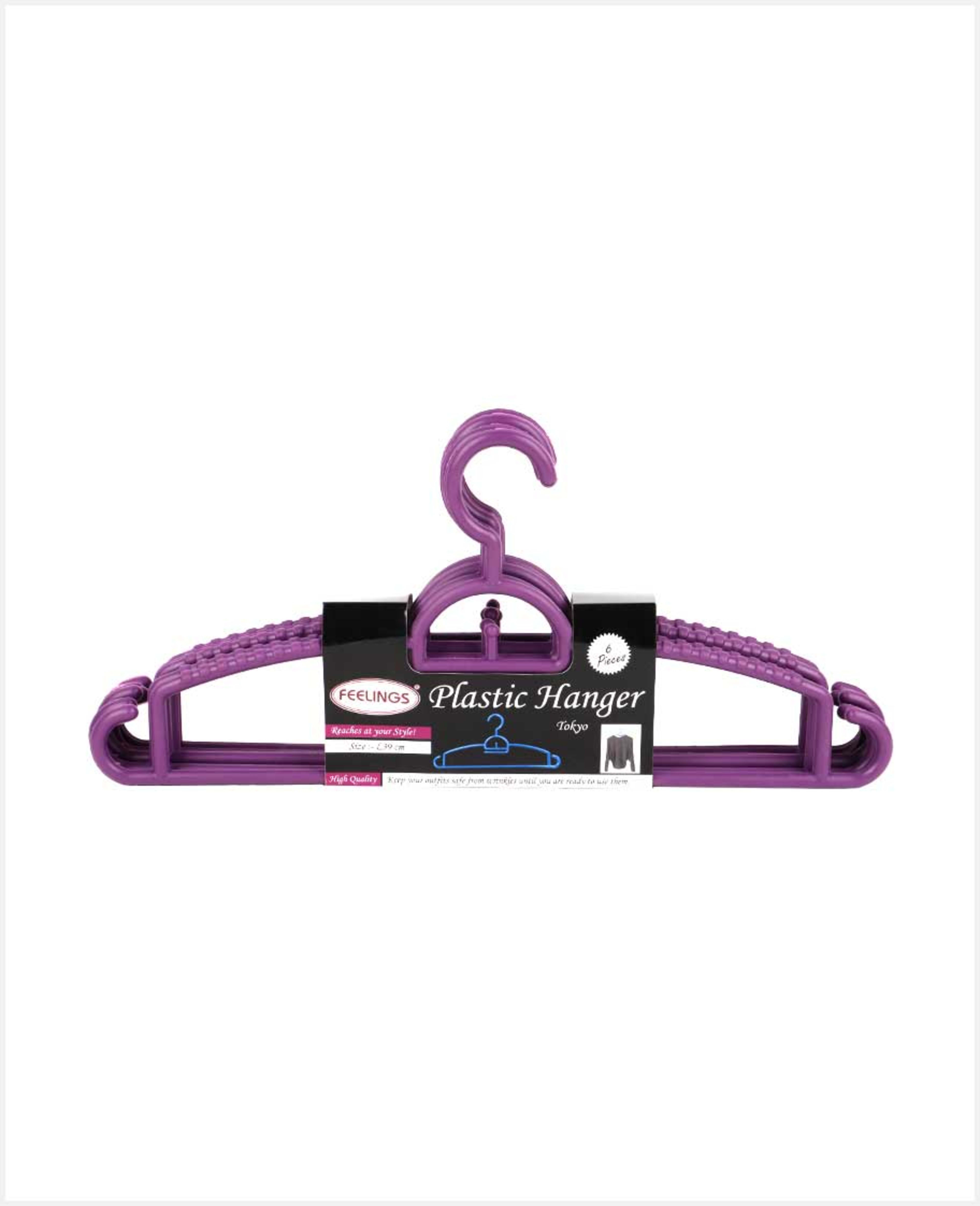 Feelings W2h1 Hangers Plastic 6pcs Set Astd Color Rj2017 - image 2