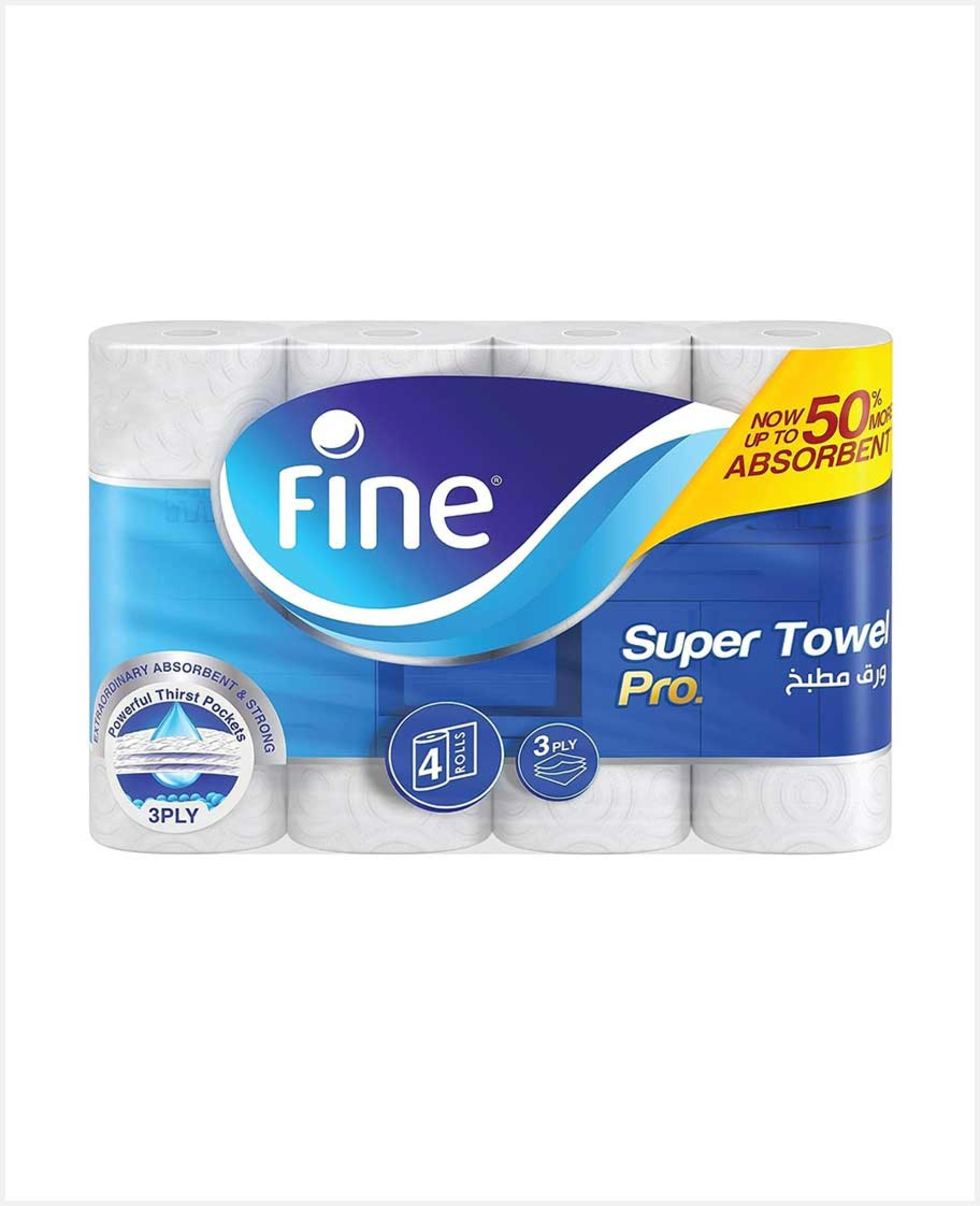 Fine Super Pro Kitchen Towel 3ply 60sheetsx4rolls