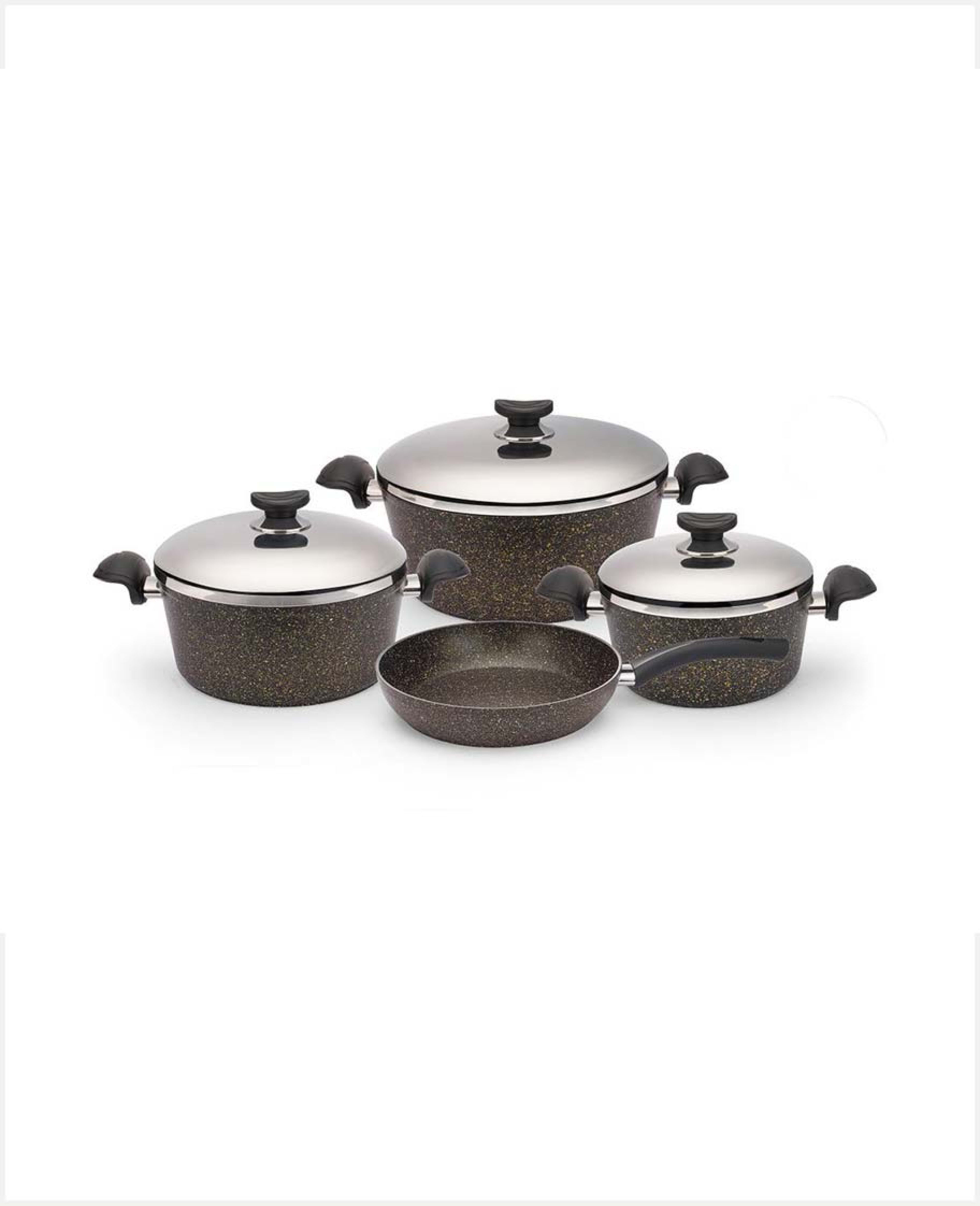 Oms Granite 7pcs Cooking Set with Lid Black Tom019 3911