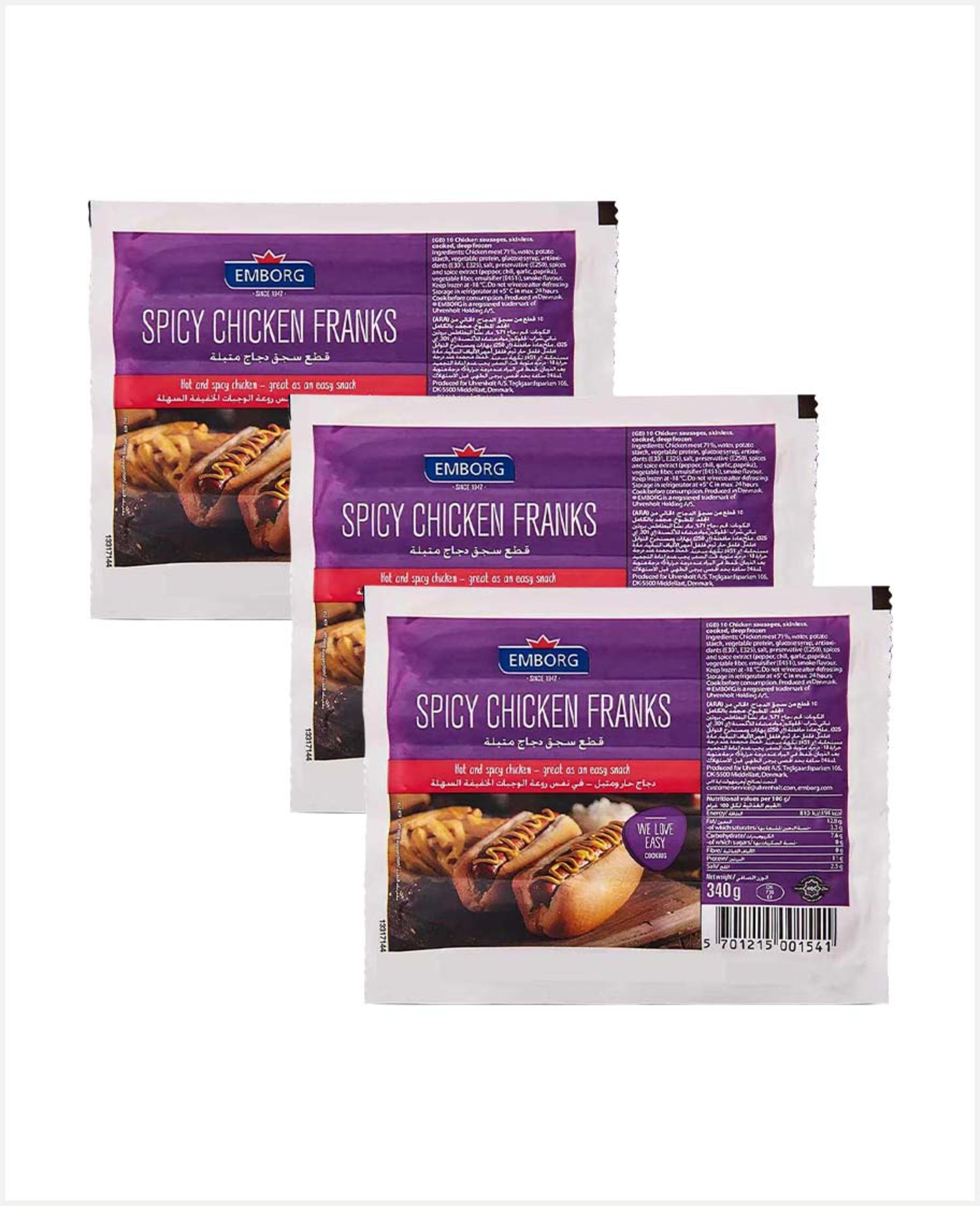 Emborg Spicy Chicken Franks 3sx340gm Promo