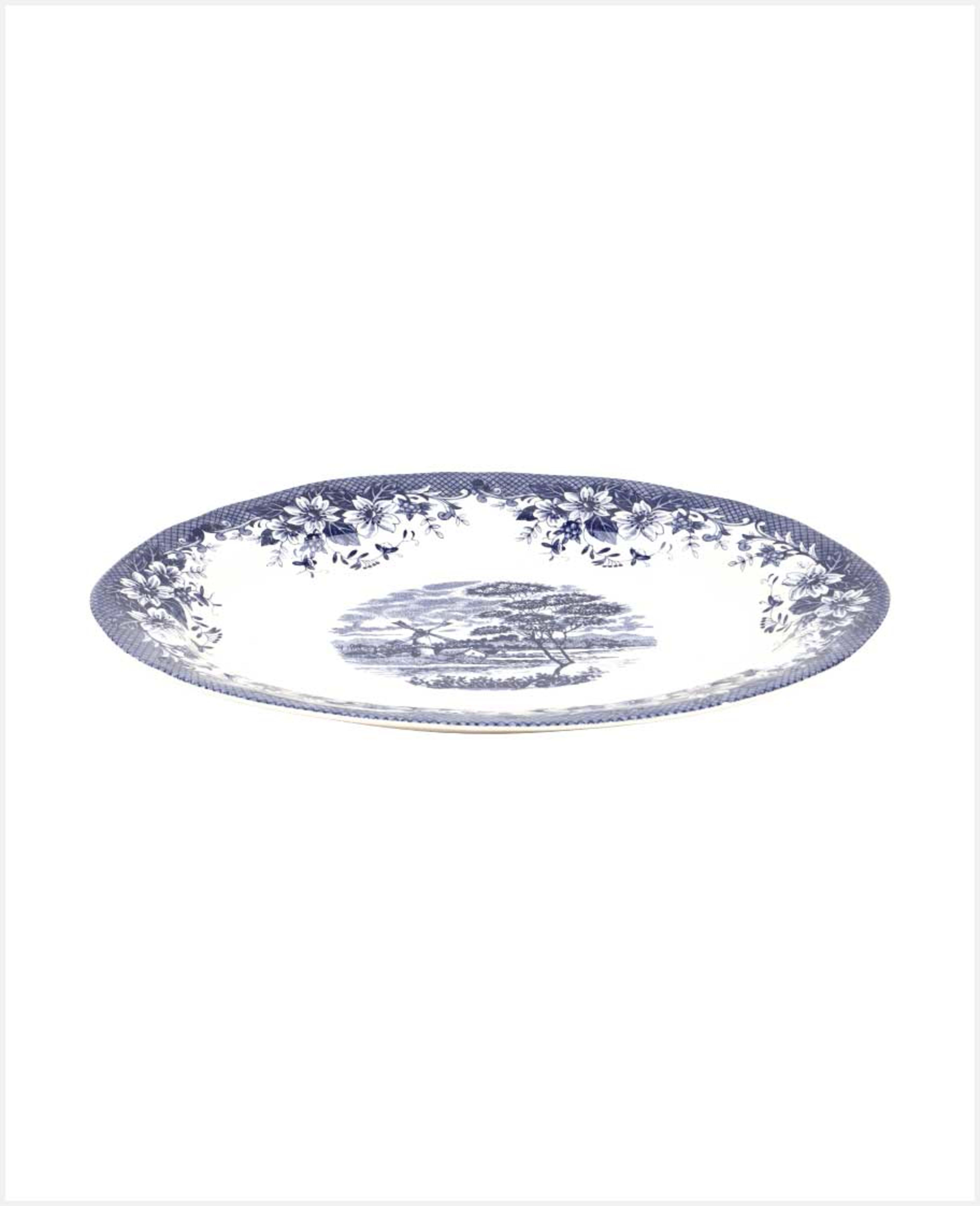 Claytan Windmill Blue Oval Platter 36cm Wb16278