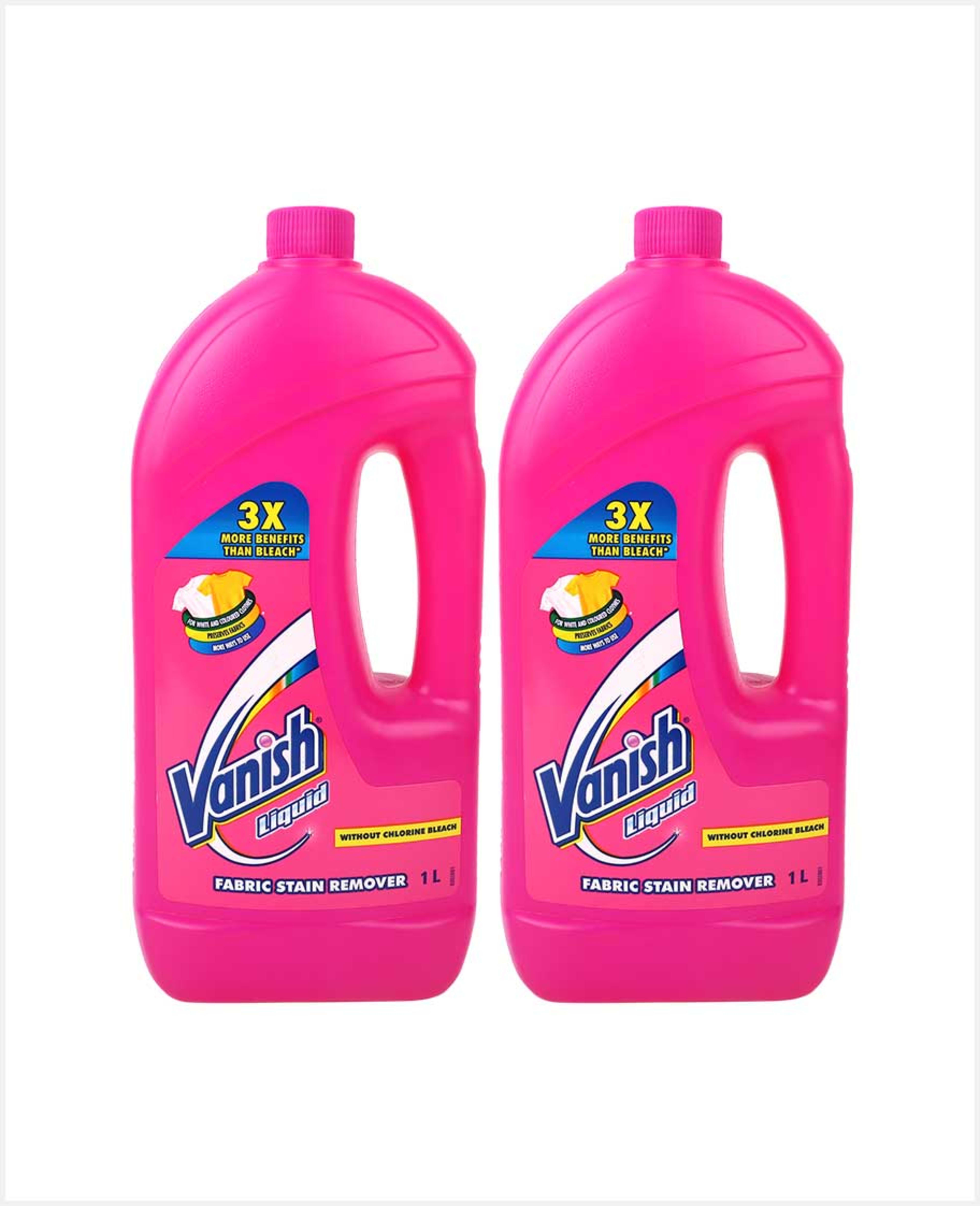 Vanish Liquid Fabric Stain Remover Pink 2x1ltr @25% Off