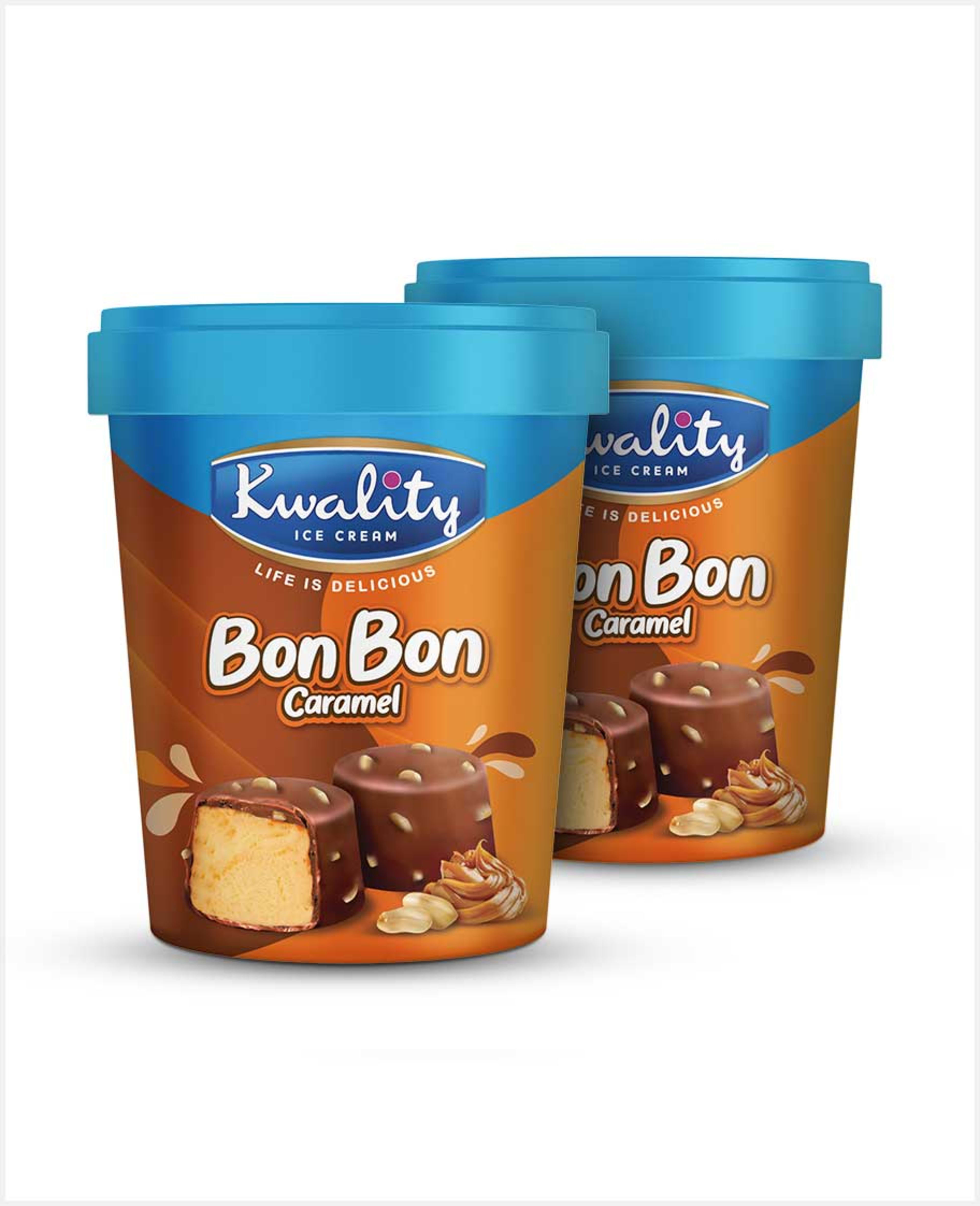 Kwality Bon Bon Caramel Ice Cream Tub 2x228ml Promo