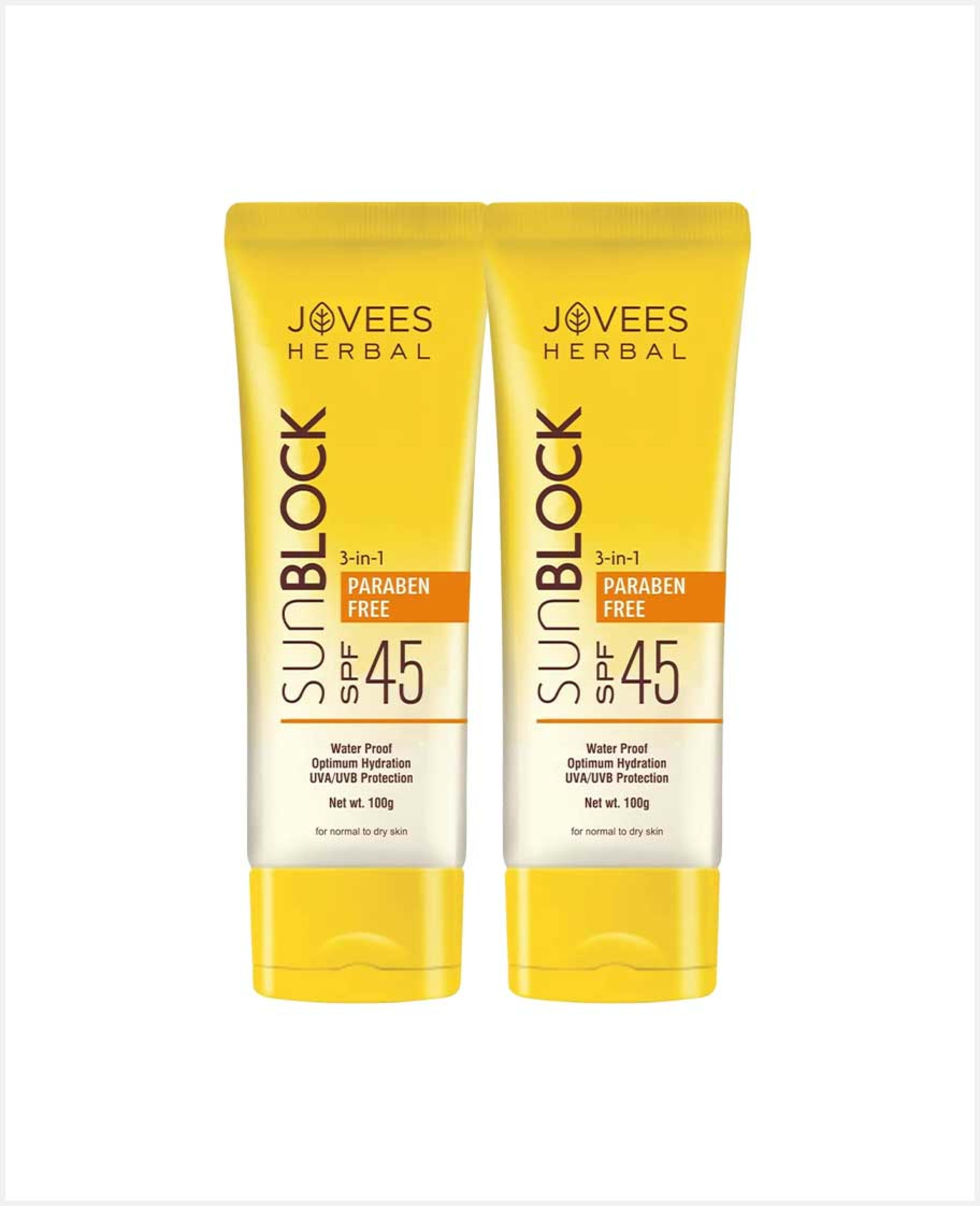 Jovees 3in1 Sunblock Spf45 2x100gm Sp.offer