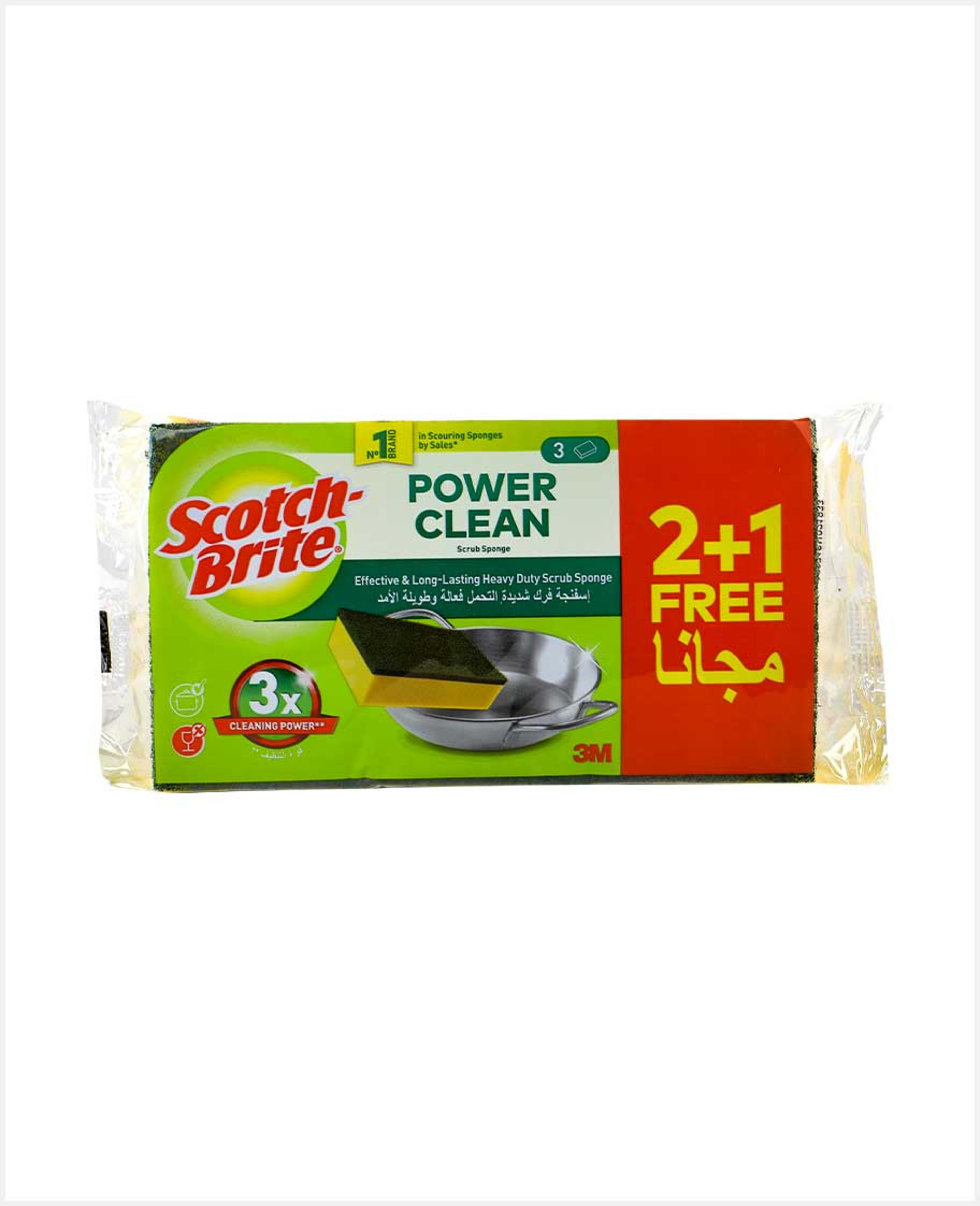 Scotch-brite Power Clean Scrub Sponge 2+1free
