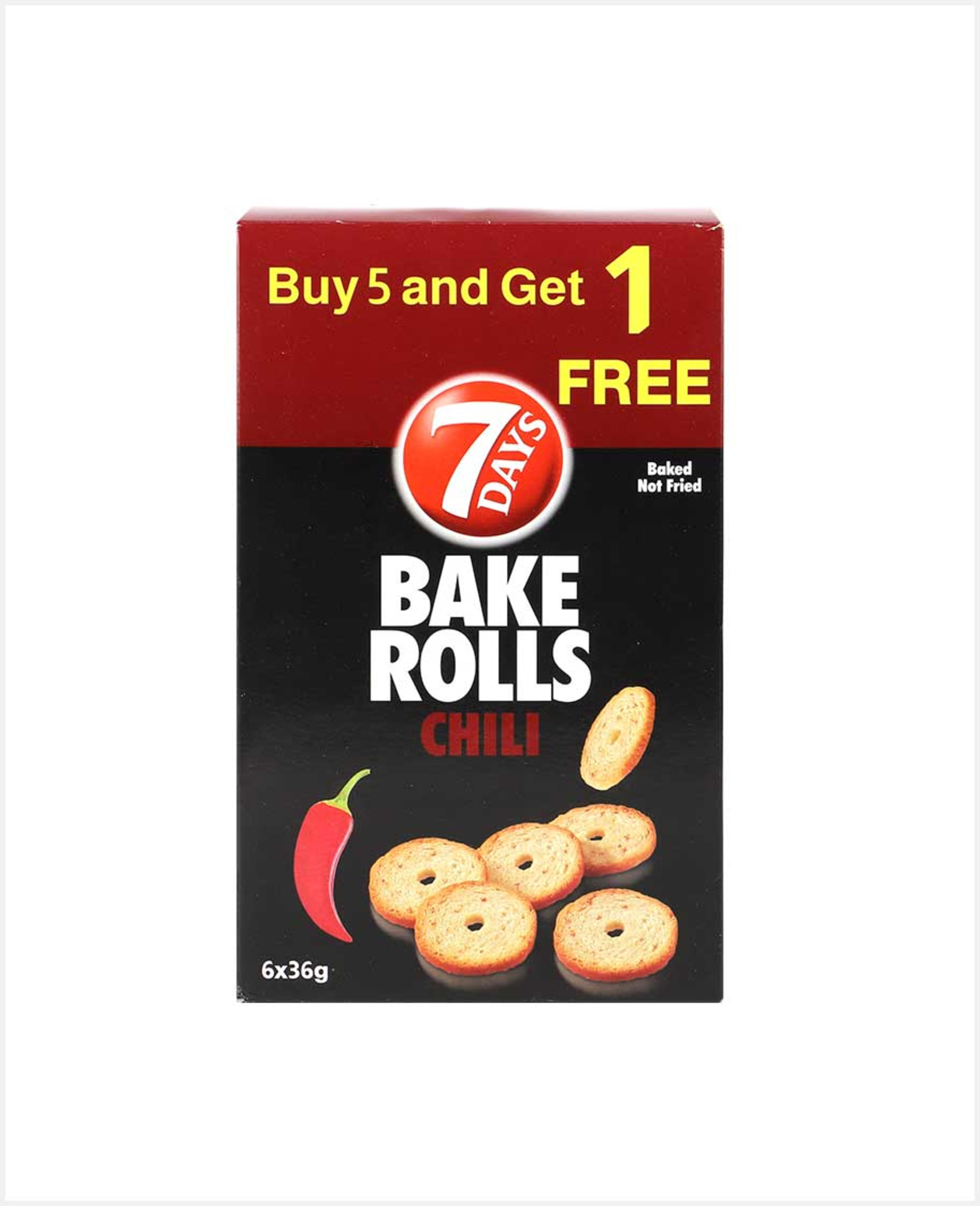 7days Bake Rolls Chilli 36gm 5+1free