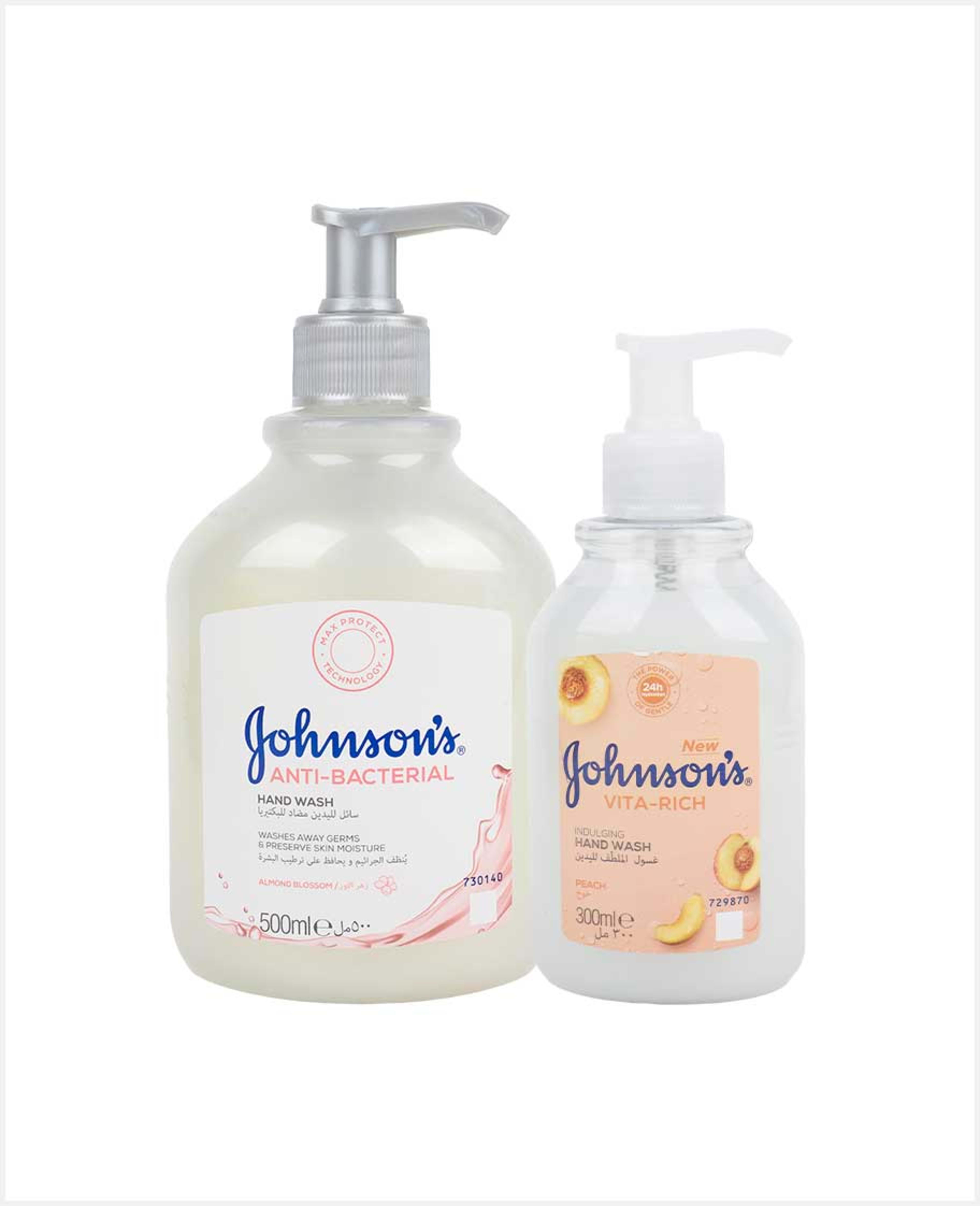 Johnson's Antibacterial Hand Wash Assorted 500ml+300ml Free