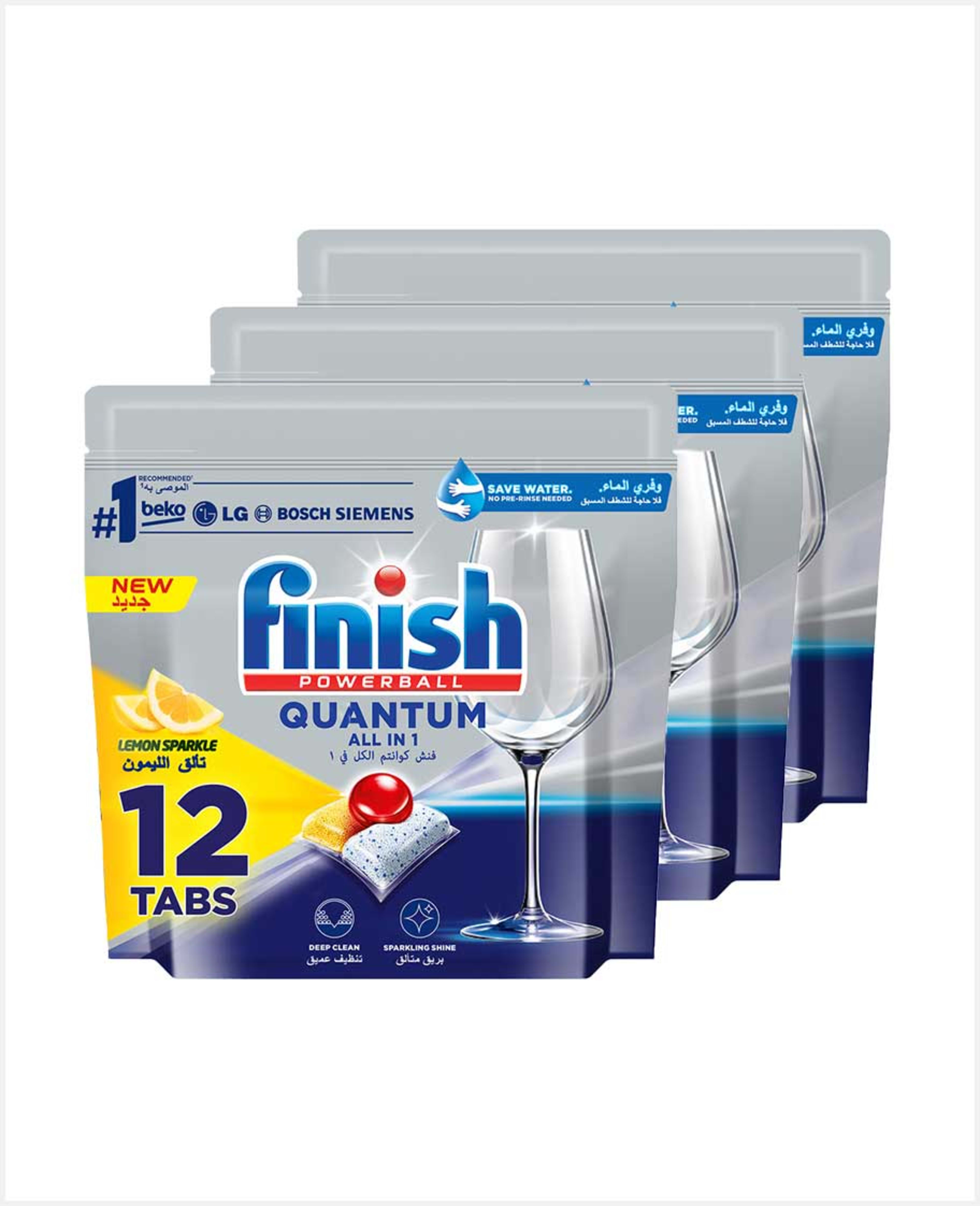 Finish Powerball Quantum Lemon Sparkle 12 Tablets 124.8gm 2+1free