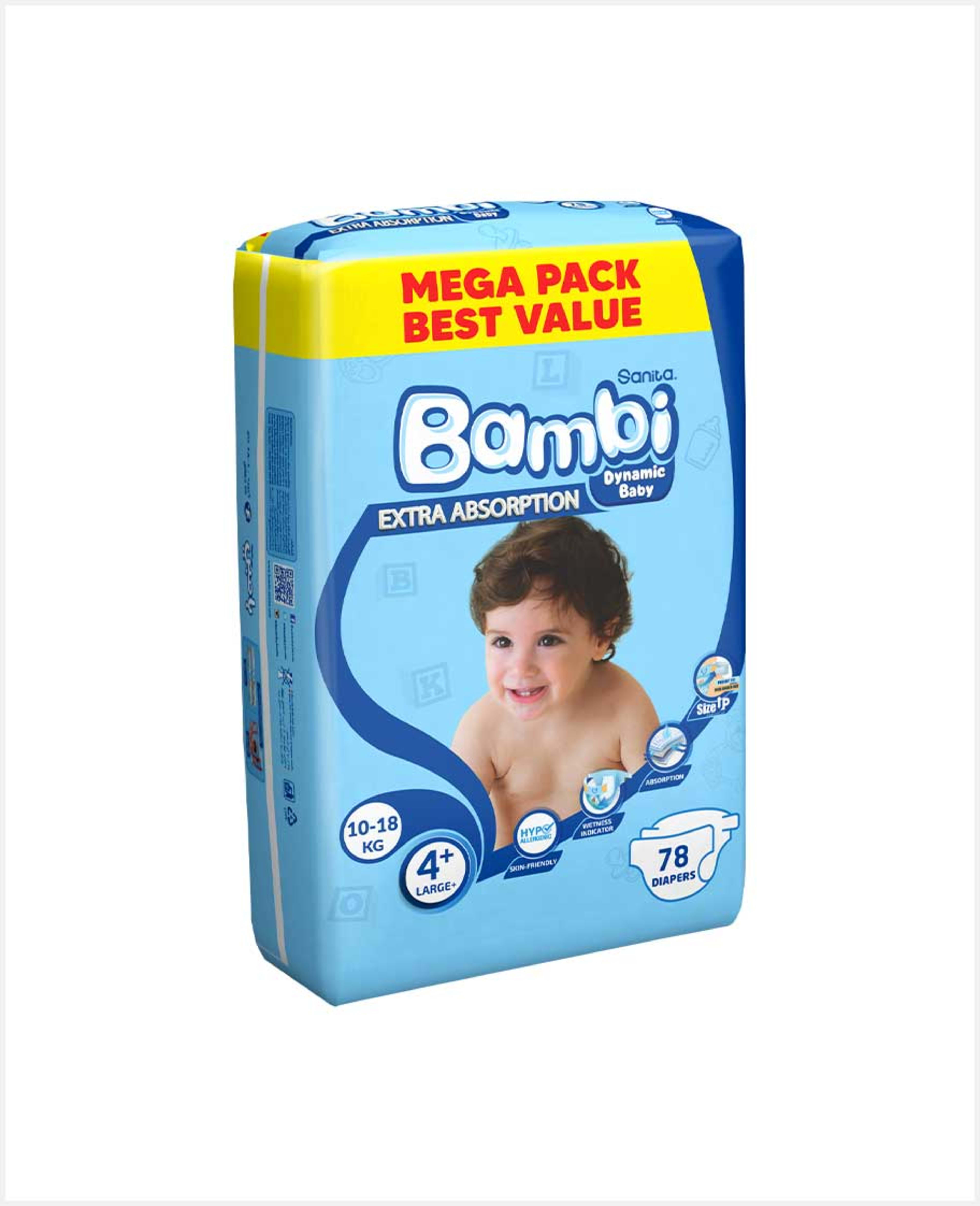 Sanita Bambi 4+ Diaper Large Mega Pack 78pcs Promo