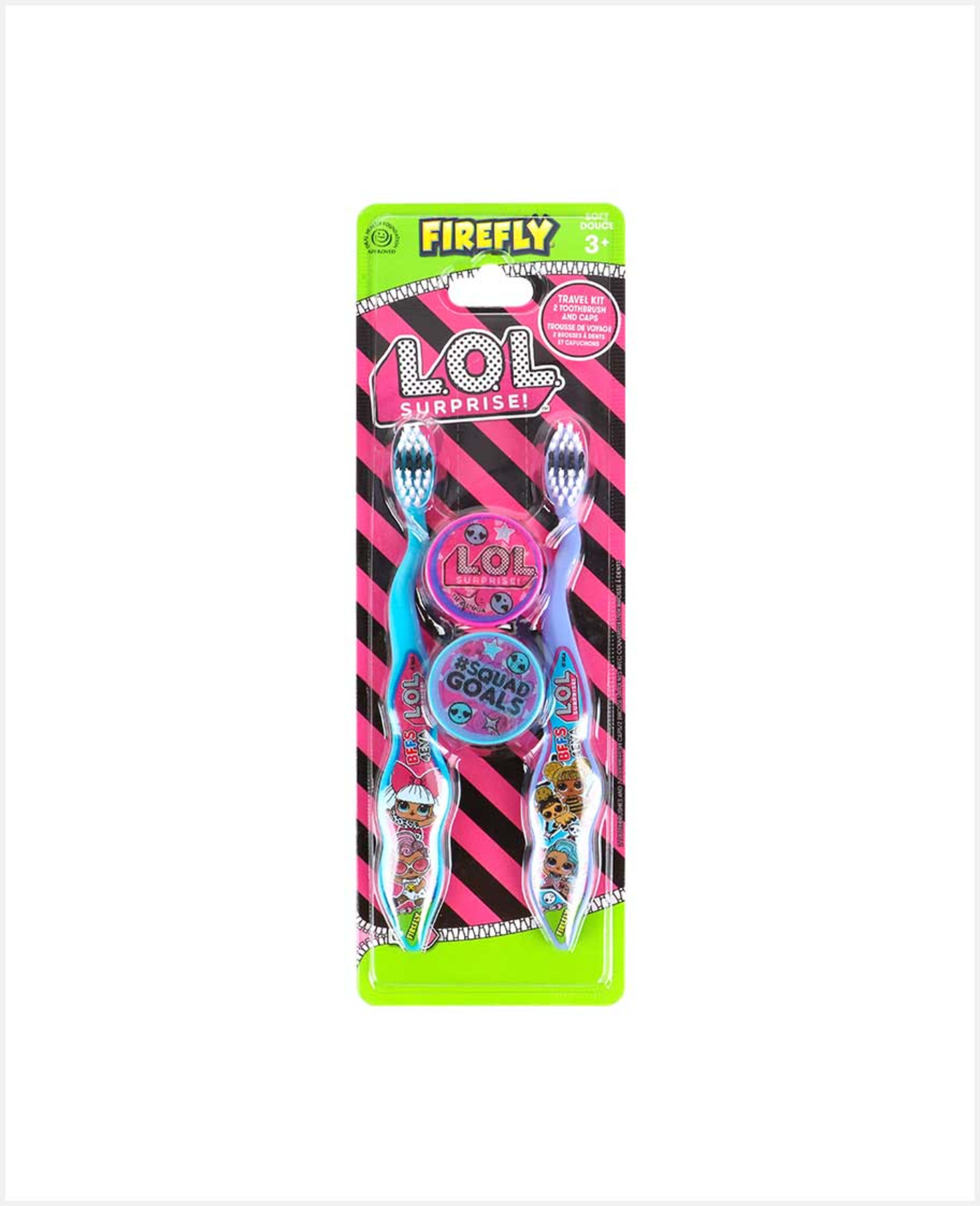 Firefly Lol Surprise 3+ Travel Kit 2toothbrush and Caps Soft